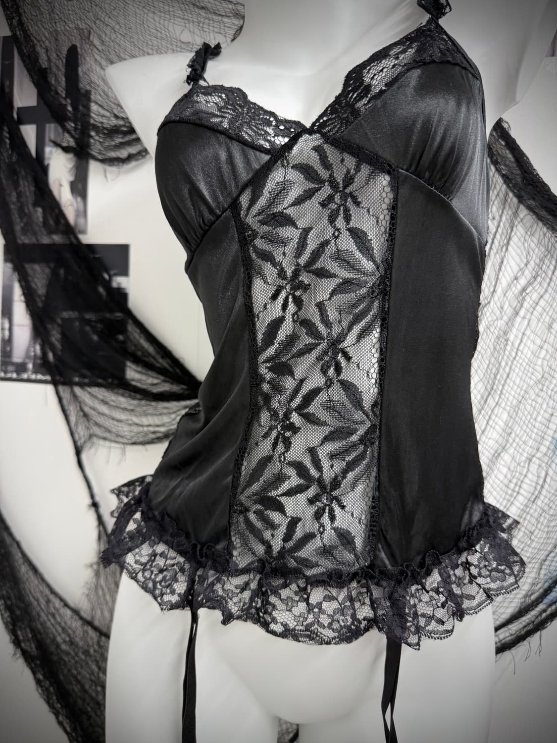 Lace ruffle black lingerie 상품이미지3