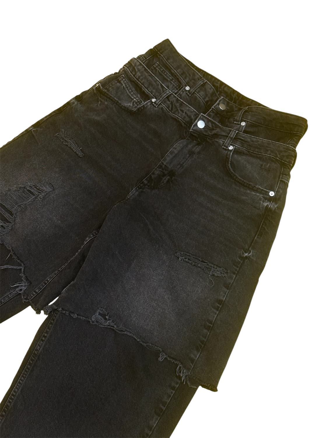 자라(Zara) 쇼츠 오버레이 진 블랙 상품이미지4