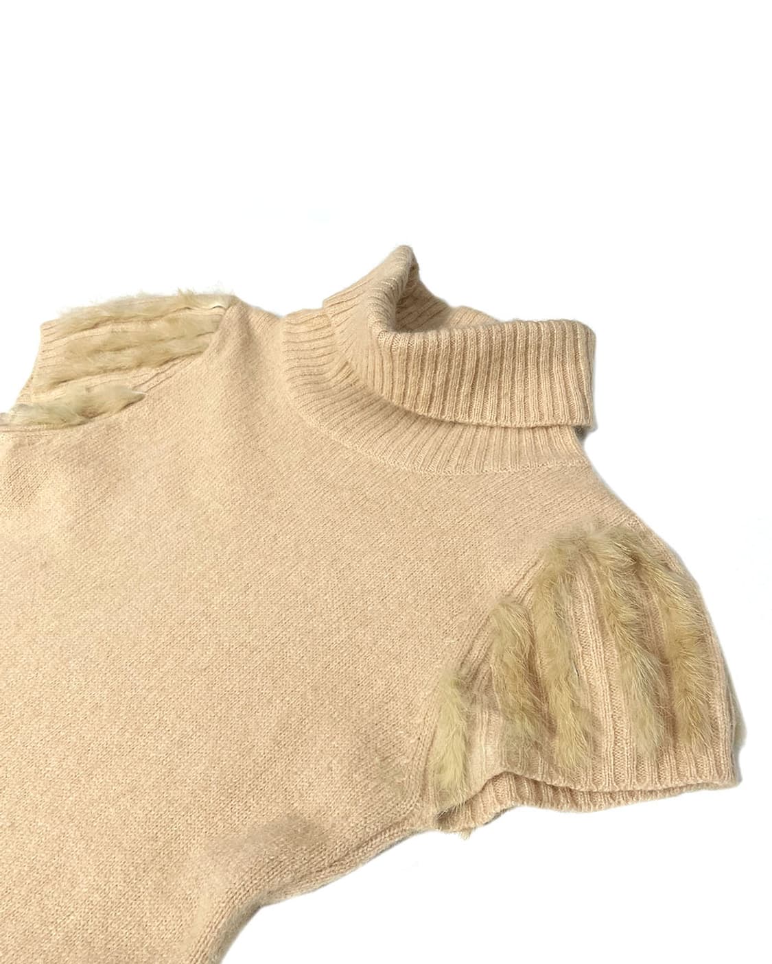 vintage 베이지 퍼 디테일 목폴라  상품이미지3