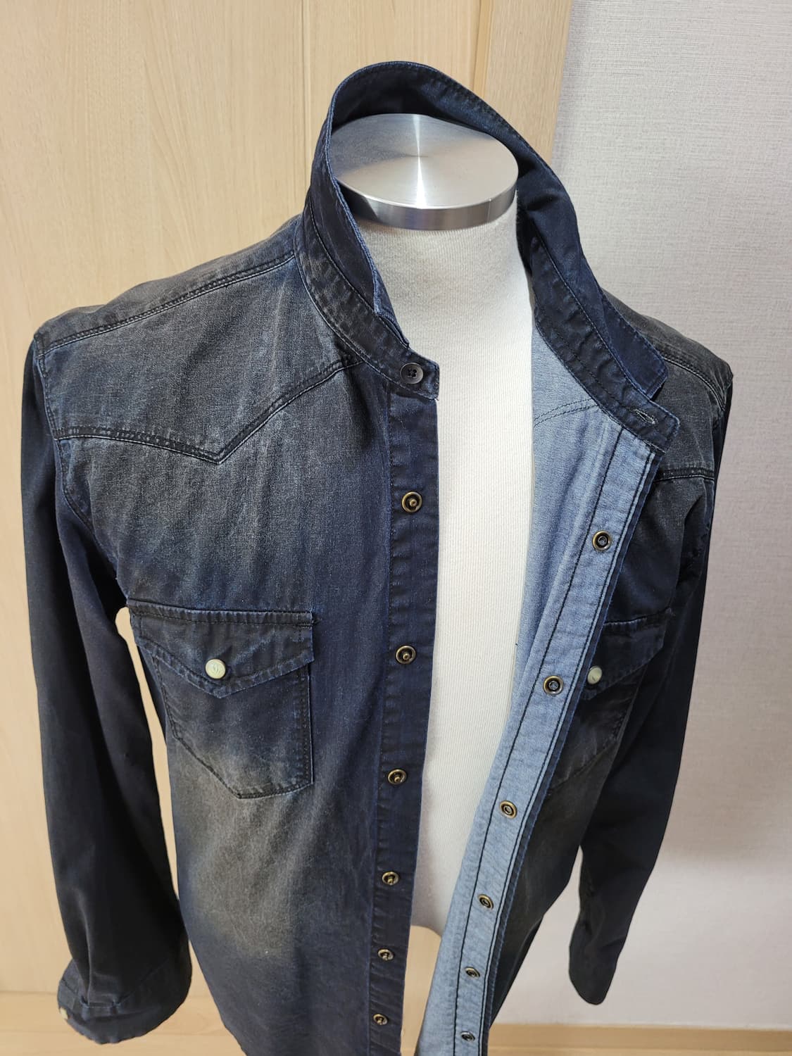 지오다노 Giordano 남자 데님 셔츠 L 다크네이비 상품이미지6