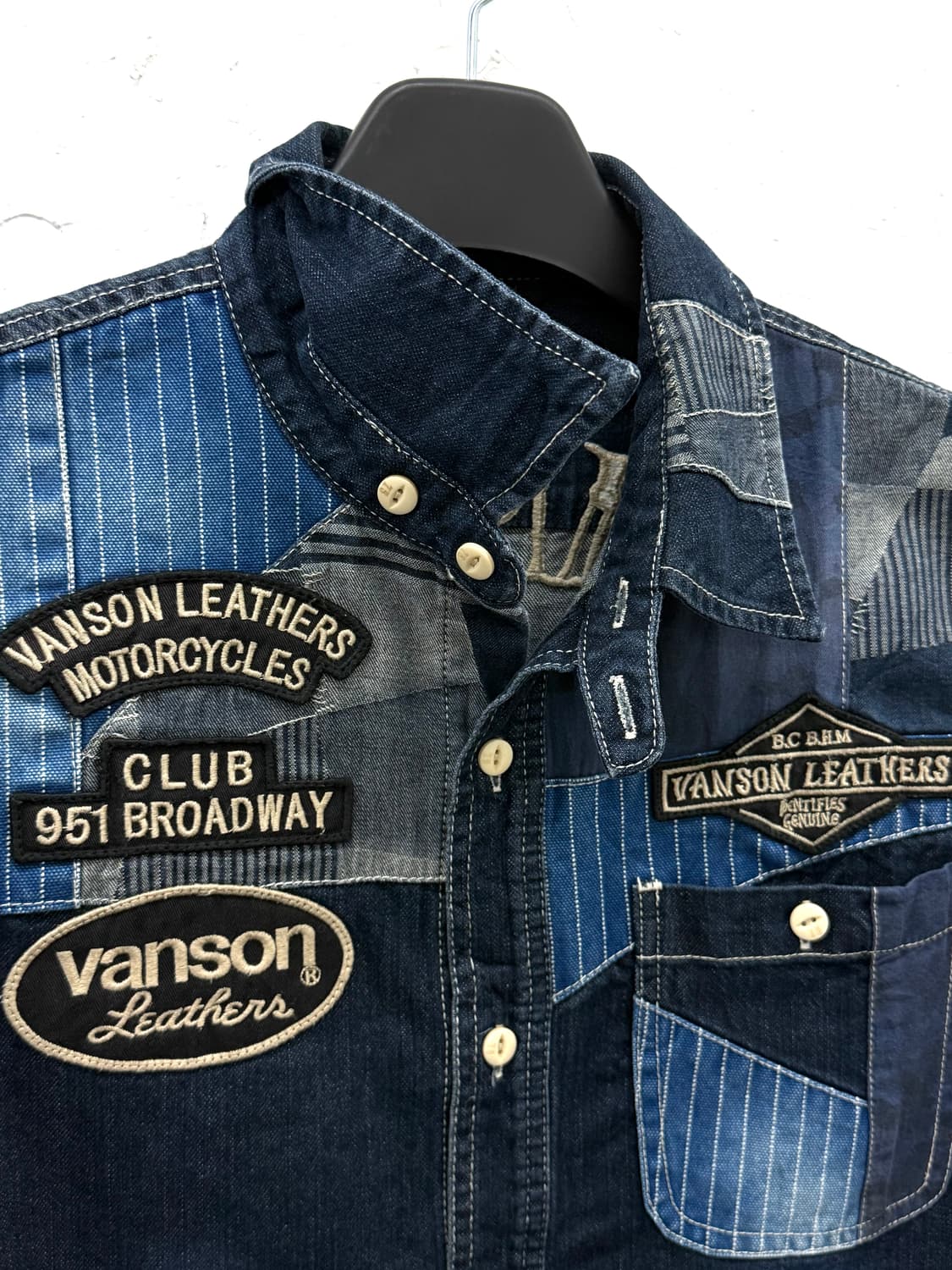 vanson 패치워크 데님 셔츠 상품이미지3