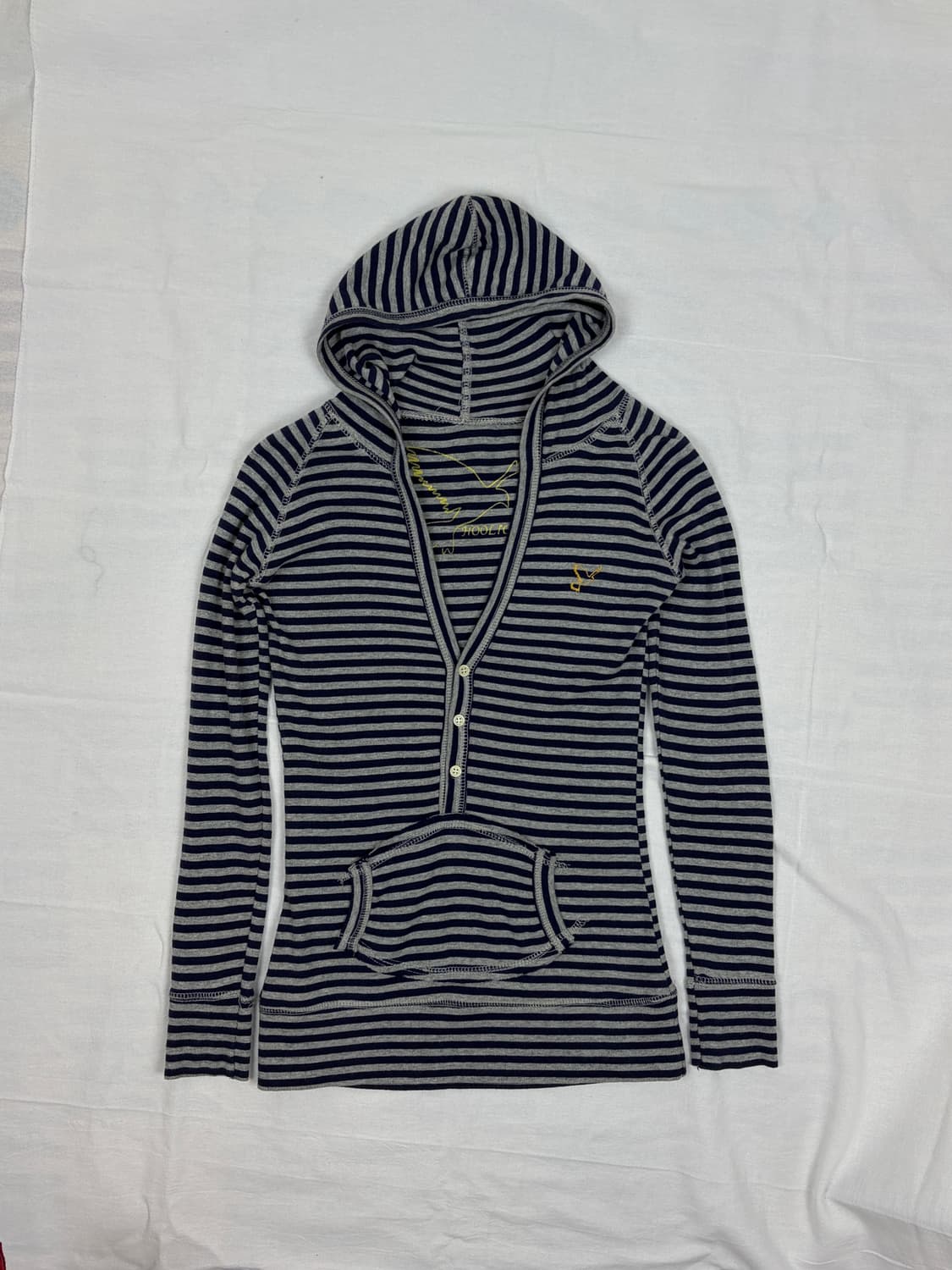 Stripe Henley-Neck Hoodie 상품이미지2