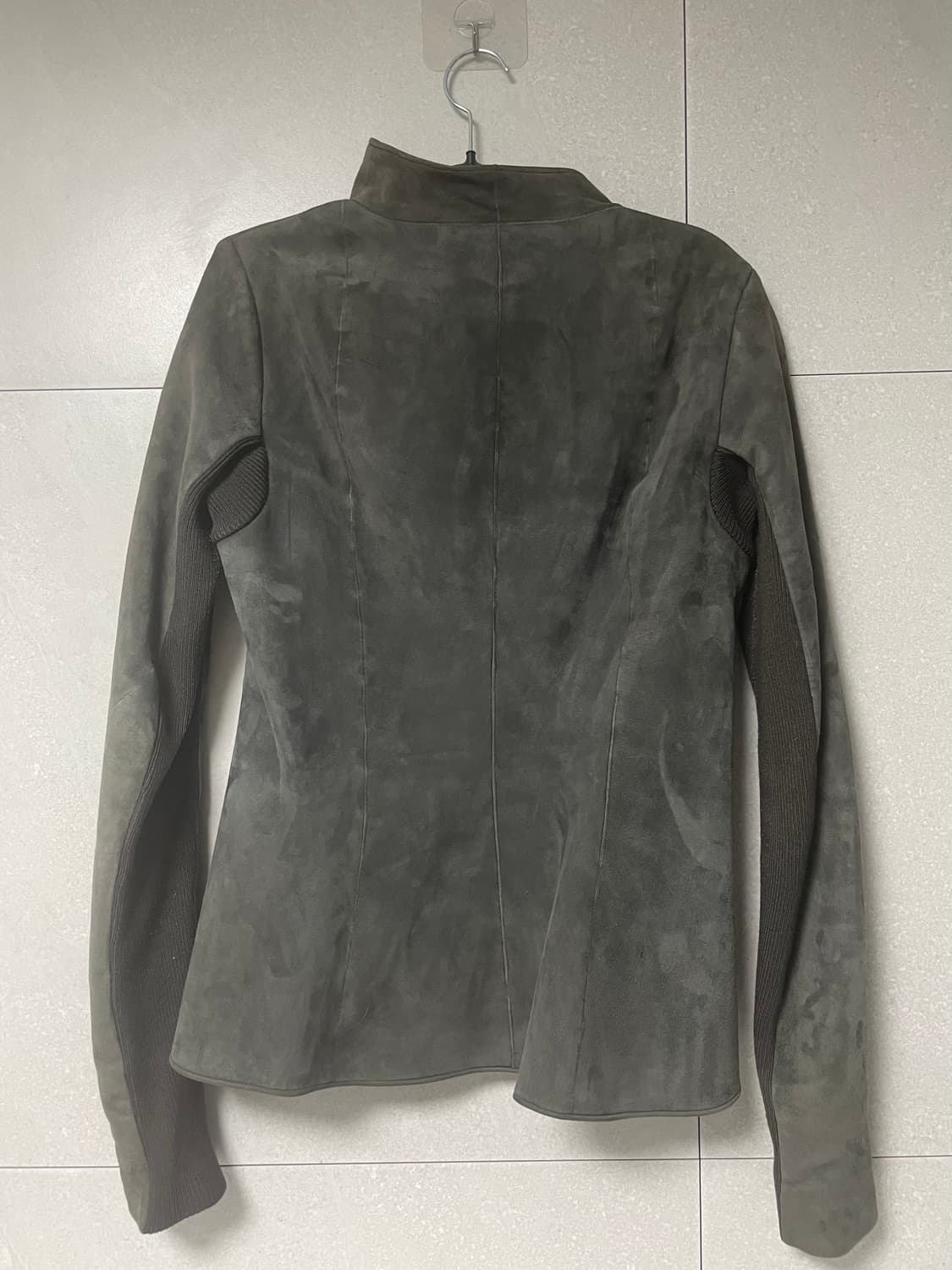 릭오웬스 13fw 하이넥 램스킨 사선지퍼 레더자켓 상품이미지4