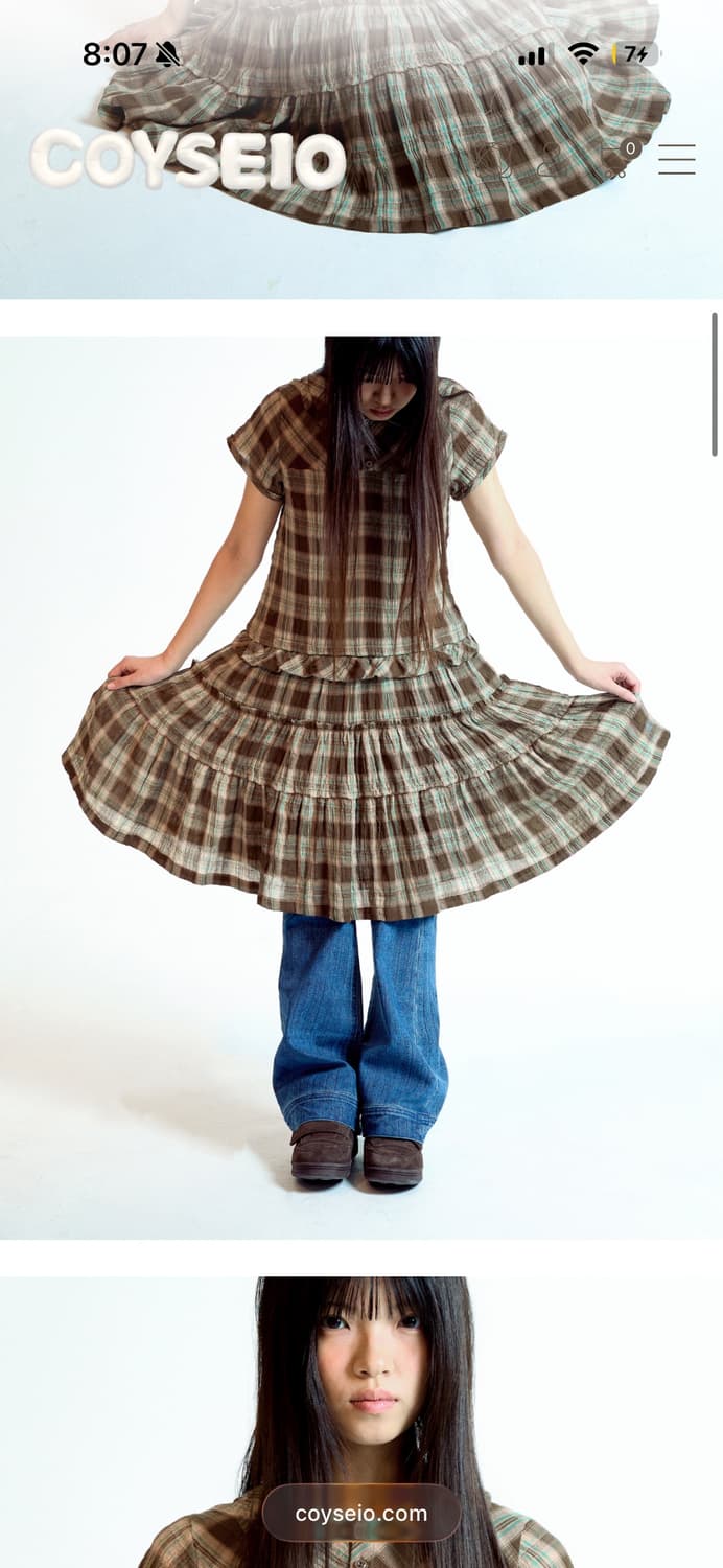 코이세이오 2사이즈 로우엣지 미디 체크원피스 브라운 상품이미지2