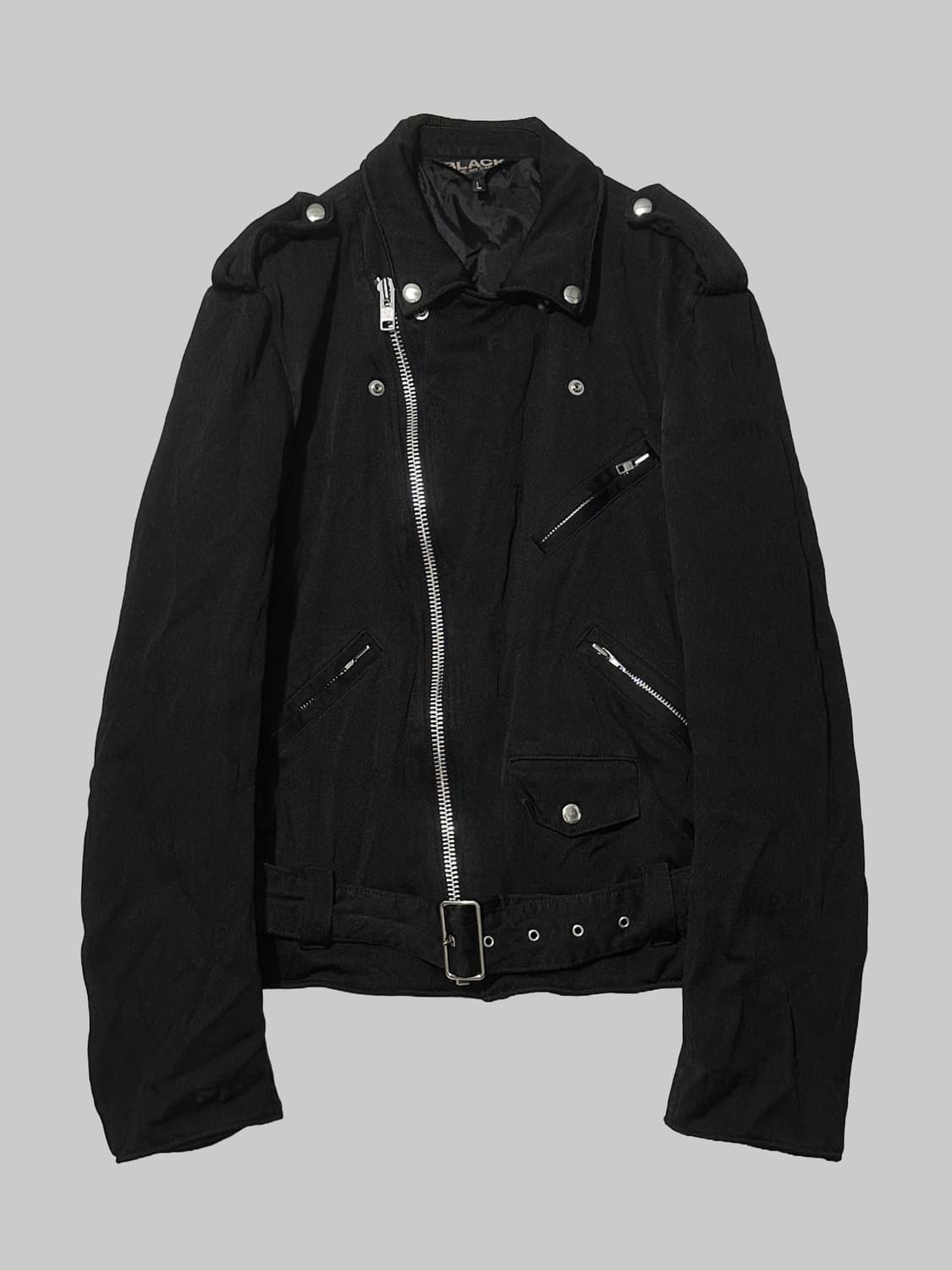 꼼데가르송 블랙 축융 폴리 라이더 자켓 상품이미지1