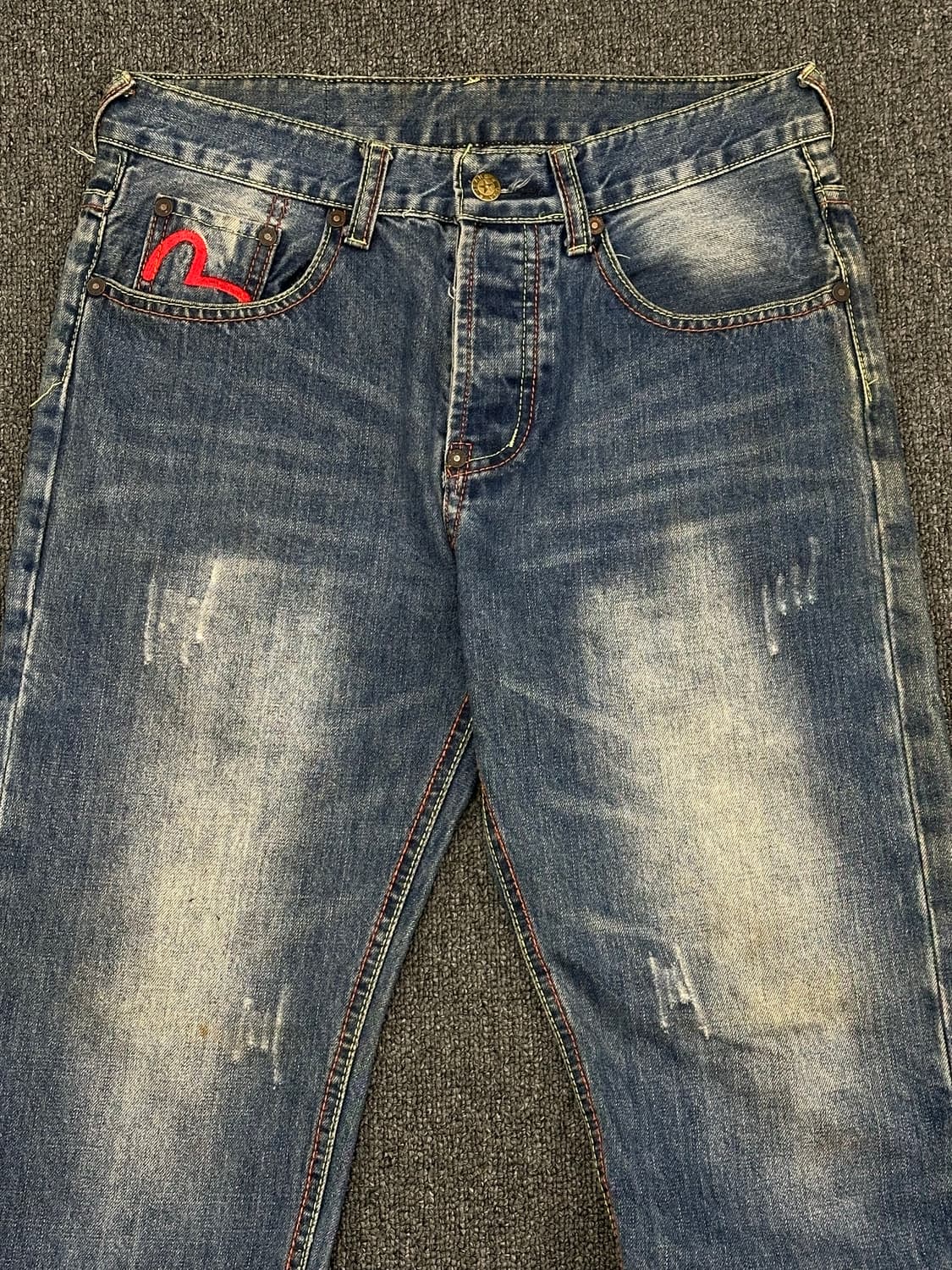 OS)에비수 빈티지 드래곤 자수 데님팬츠 상품이미지6