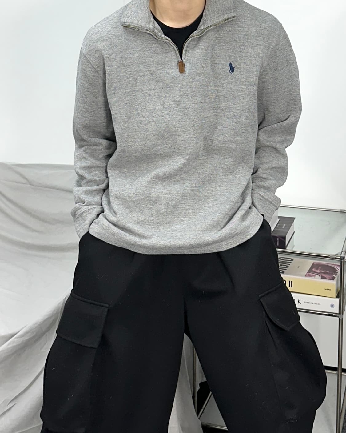 폴로 랄프로렌 그레이 하프집업 L 상품이미지1