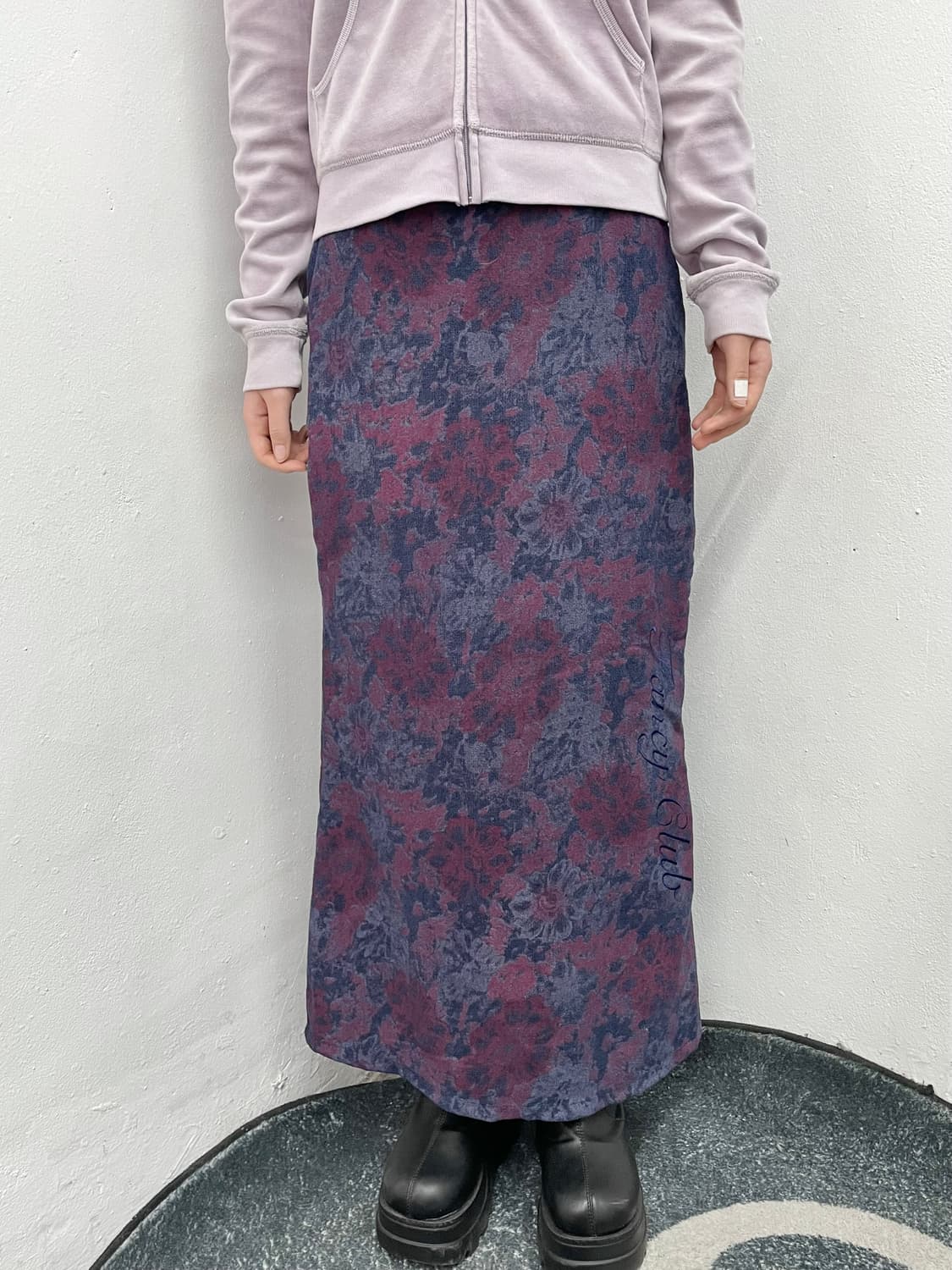 팬시클럽 오리엔탈 플로럴 로고 롱스커트  상품이미지2