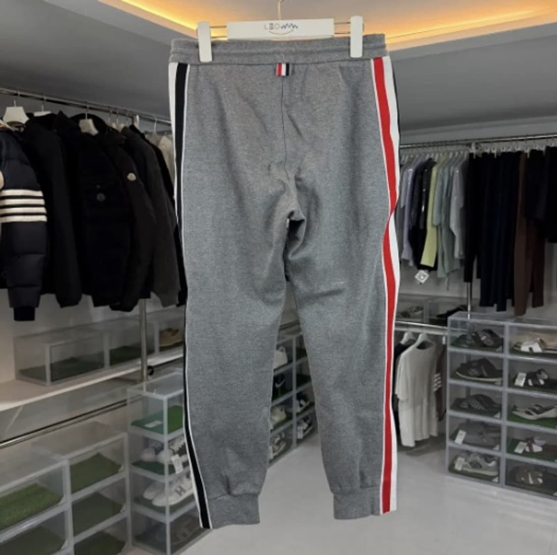 [정품] 트리컬러 사이드 스트라이프 조거 팬츠 그레이 S 상품이미지2