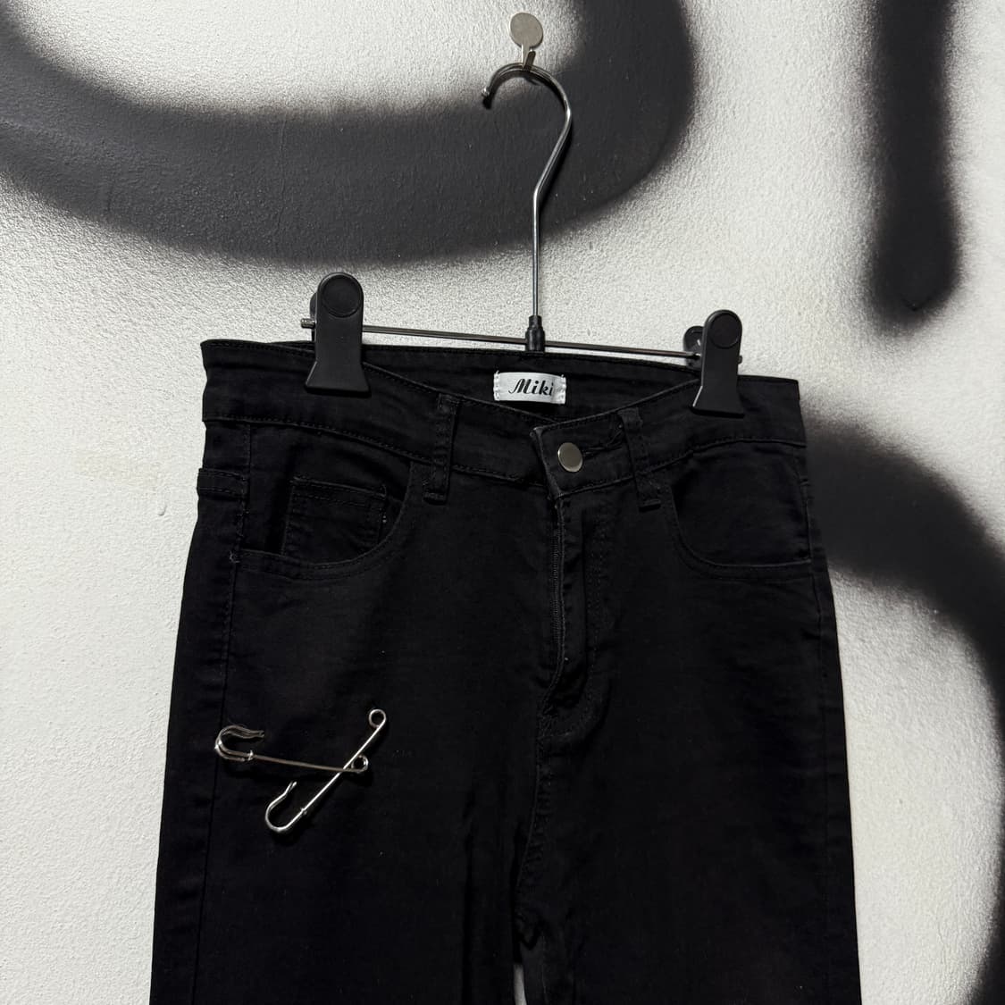VTG 빈티지 클립 디테일 와이드 부츠컷 흑청 데님 팬츠 상품이미지3