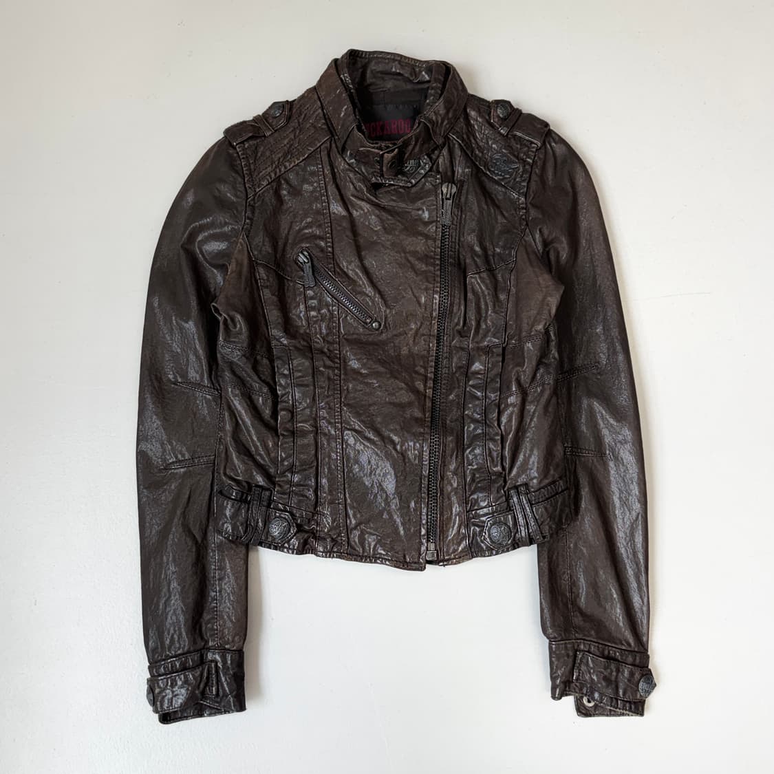 버커루 리얼레더 사선 바이커 릭오웬스맛 양가죽 라이더 자켓 상품이미지2