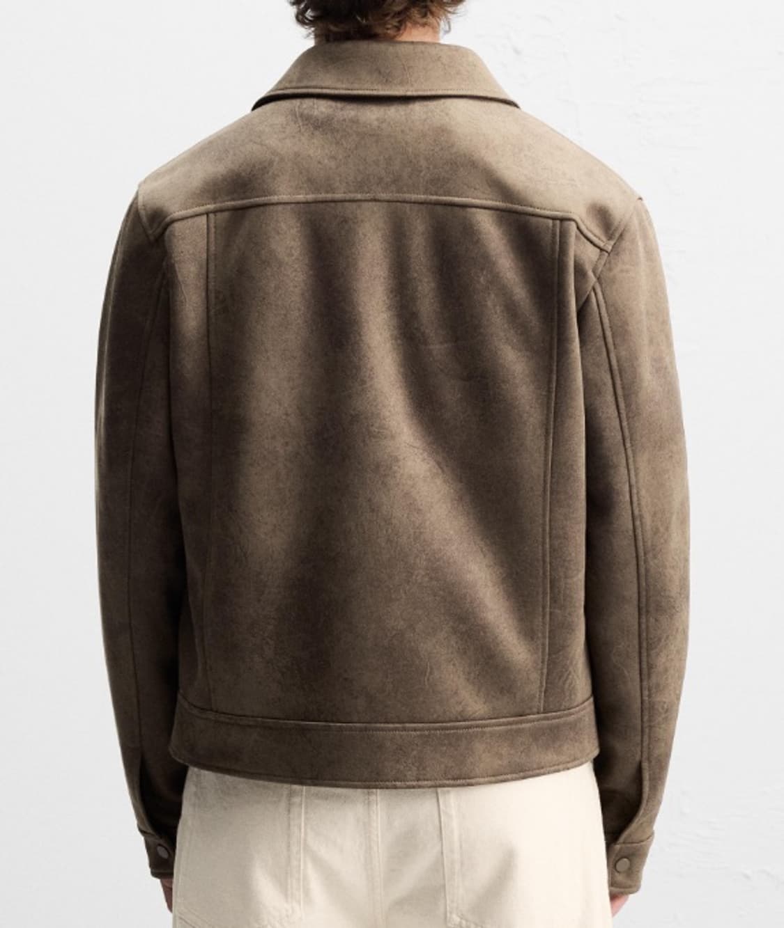 자라 라펠 칼라넥 워싱 에코 스웨이드 자켓 / L 상품이미지4