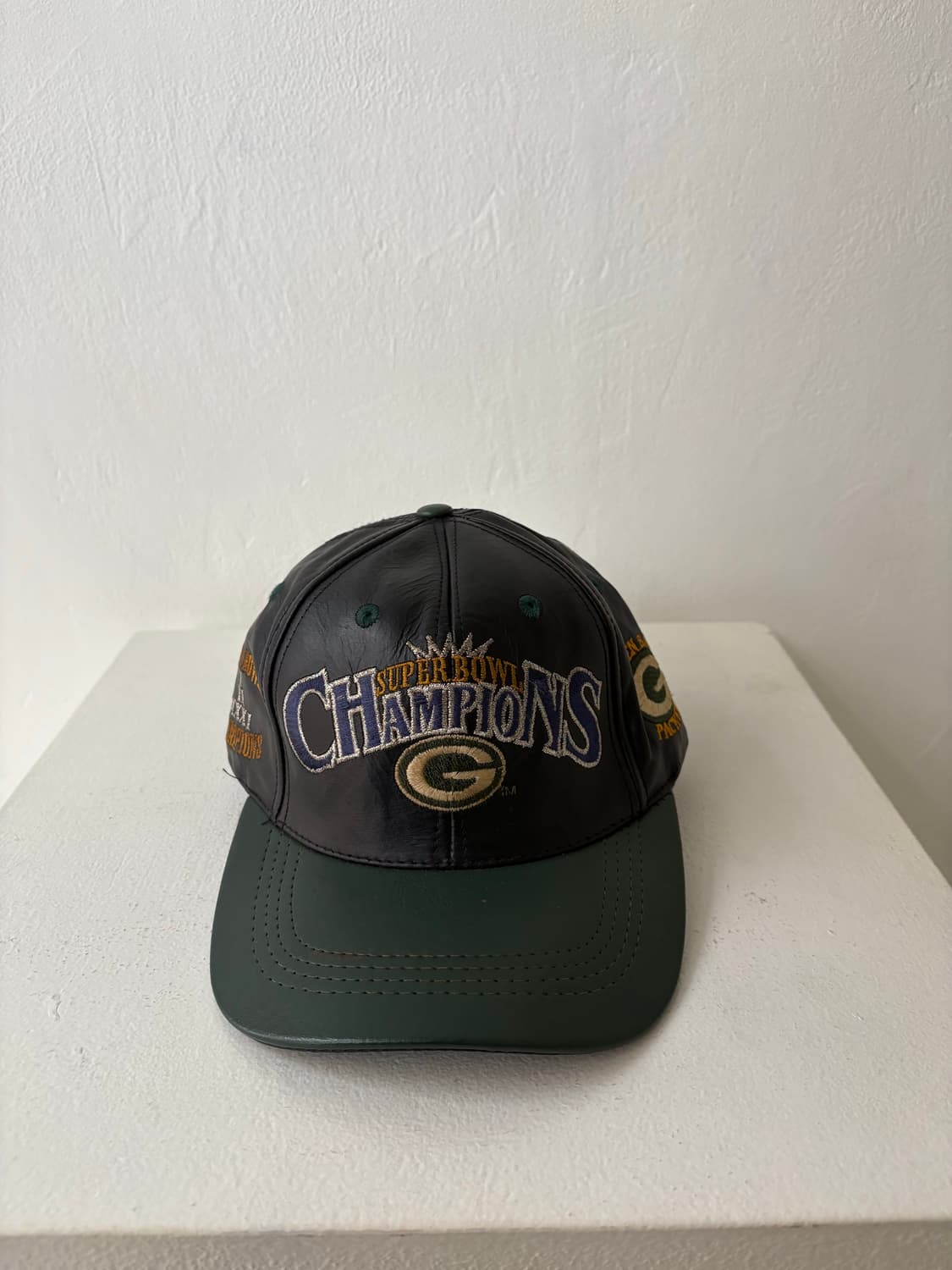 90's NFL Green Bay Pakers Leather cap 상품이미지1