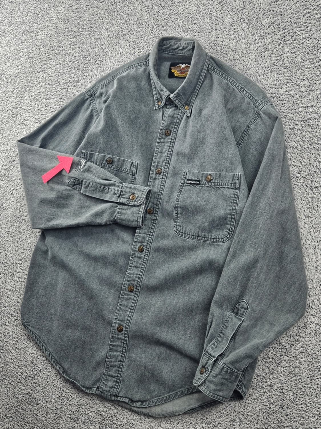 할리데이비슨 95주년 윙즈 그레이 포켓 셔츠 ( M추정 ) / 11588 상품이미지6