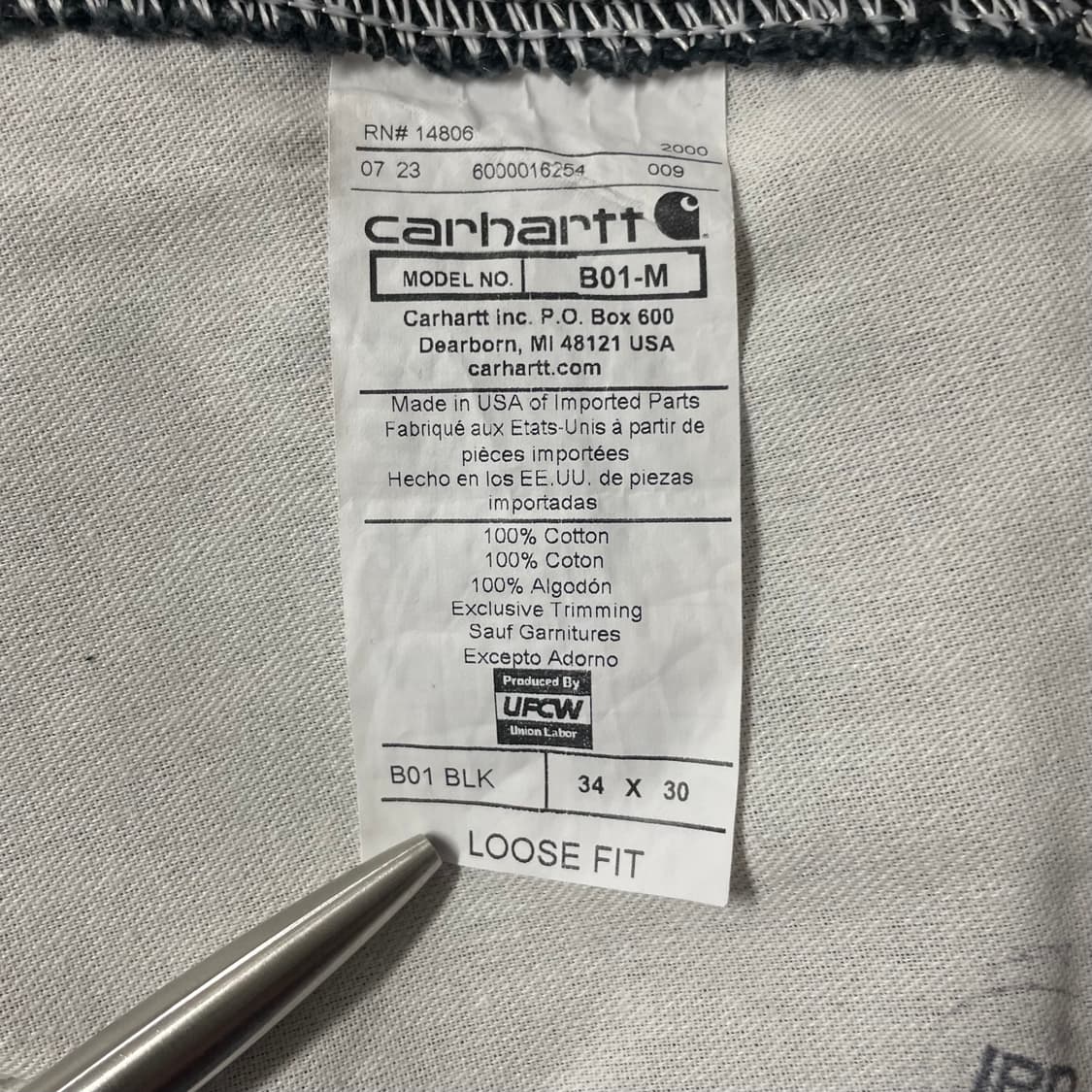 미제 칼하트 블랙 더블니 카펜터 워크 팬츠 상품이미지6