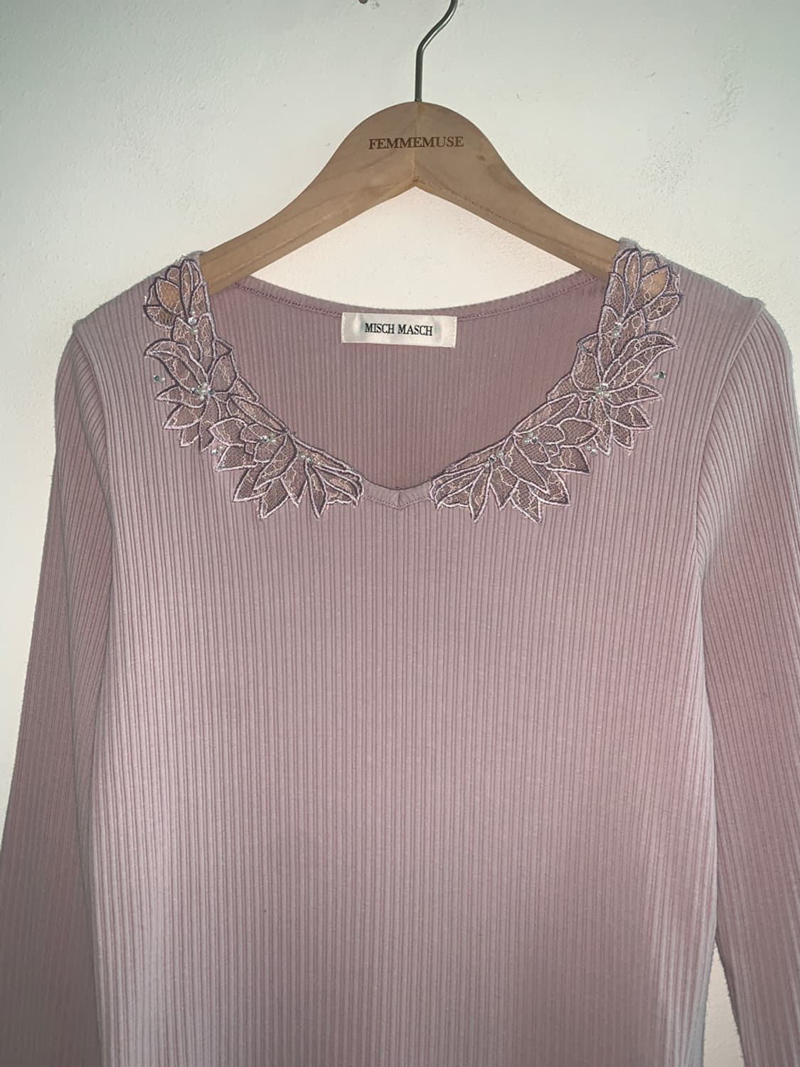Lace v neck slim knit 상품이미지2