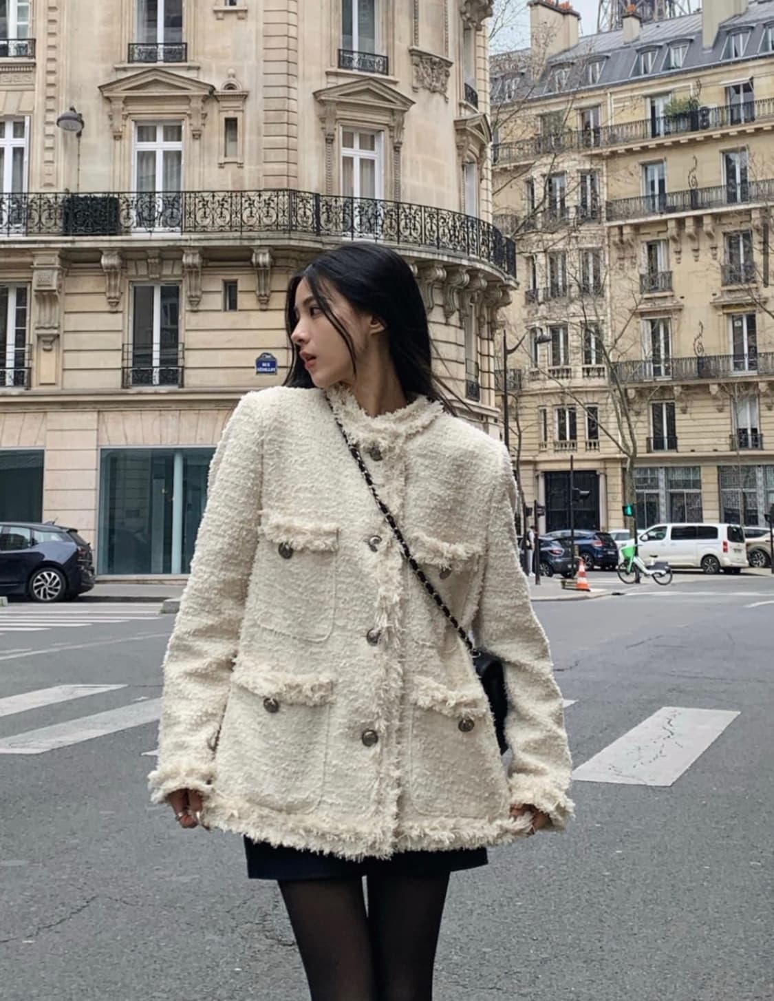 카키포인트 아이보리 트위드 롱 상품이미지1