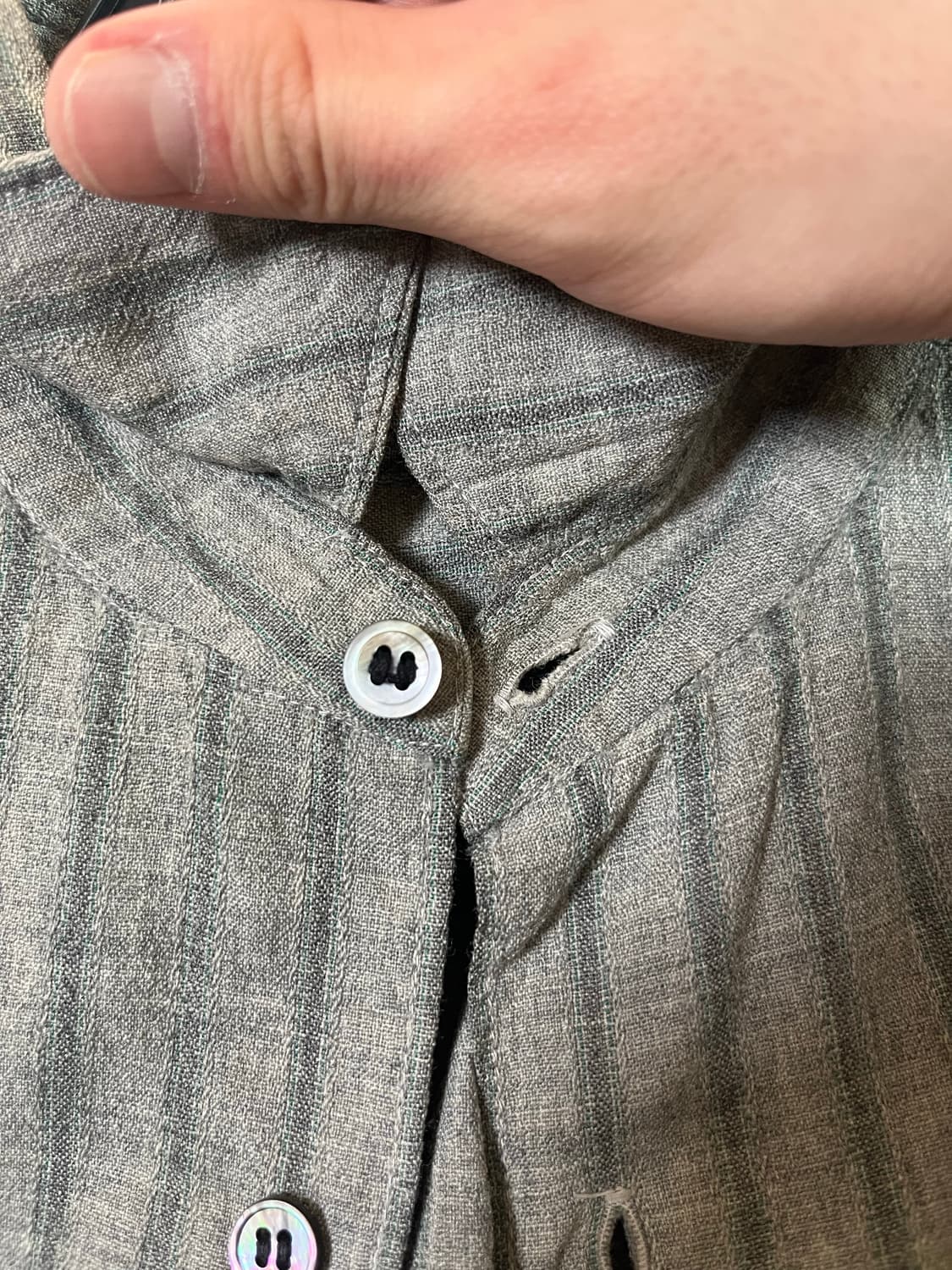 90s 꼼데가르송 옴므 다나카 그린 스트라이프 셔츠 상품이미지6