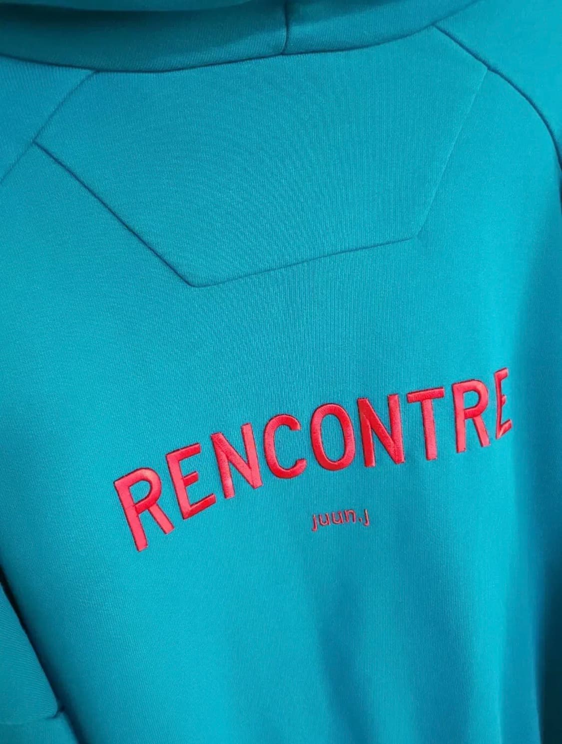 준지 아쿠아그린 랑꽁뜨레 자수 오버핏 후드티 상품이미지7