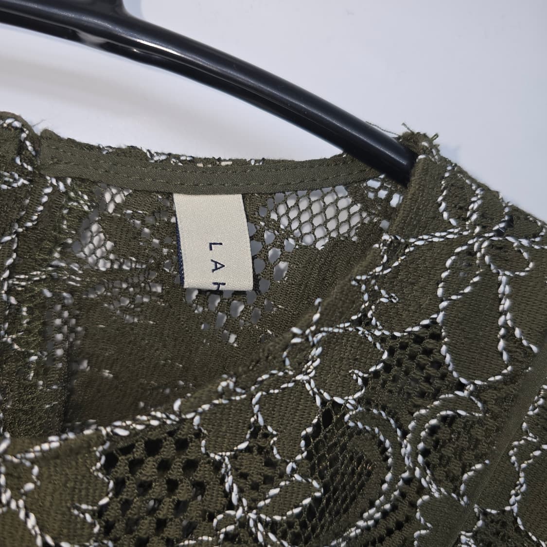 카키색 레이스 블라우스 빅카라 긴팔 상품이미지3