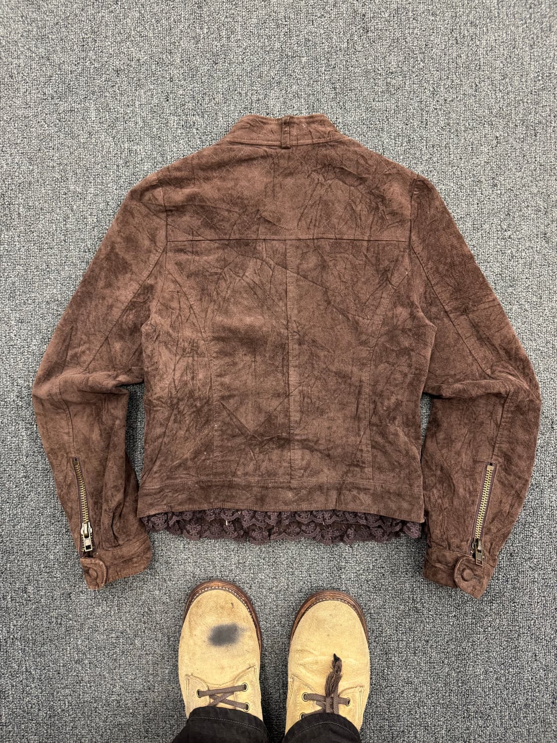 Japanese vintage 여성 브라운 레이스 레이어드 자켓 상품이미지5