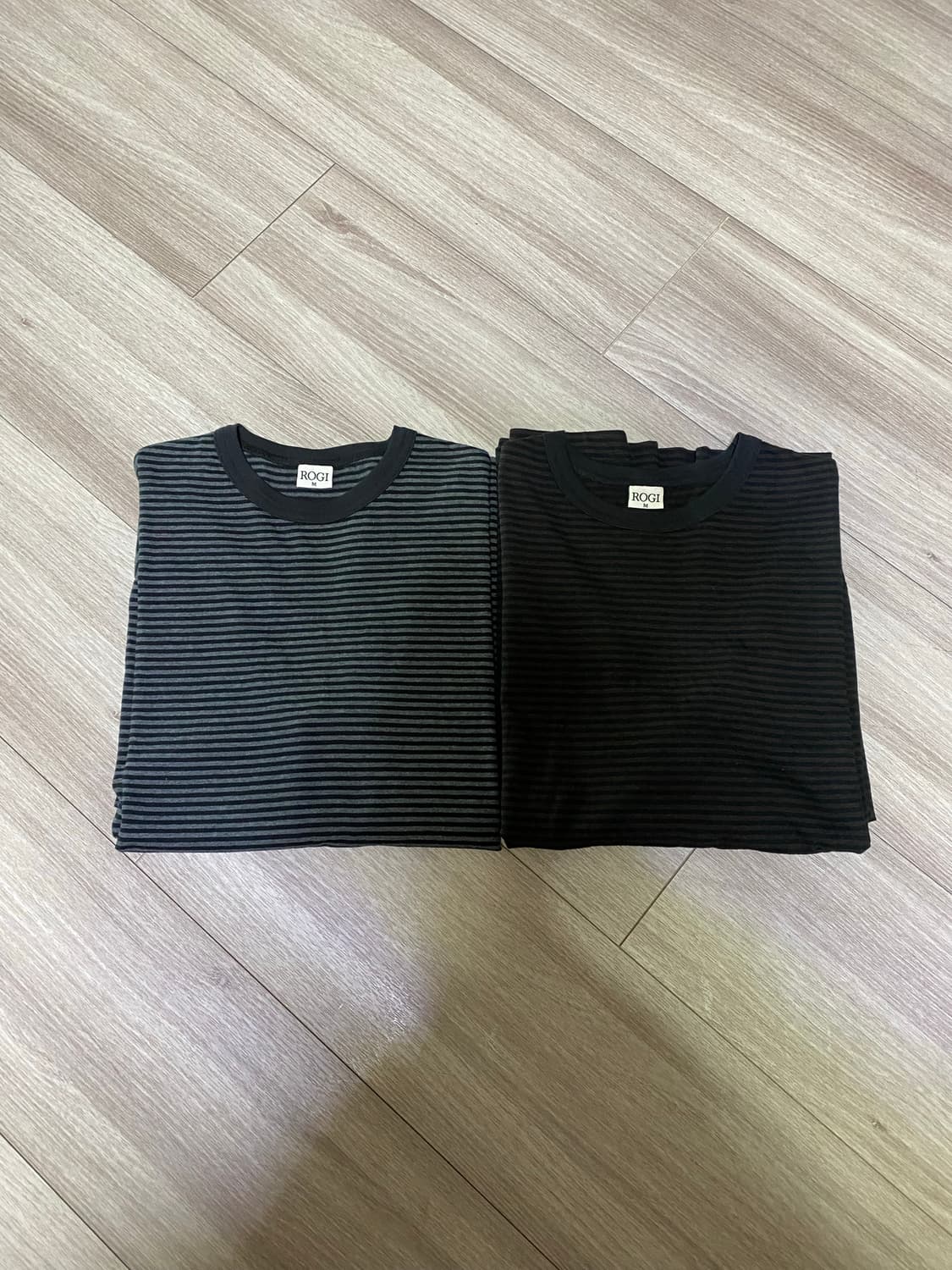 로기 스트라이프 롱 슬리브 차콜,브라운 M 상품이미지3