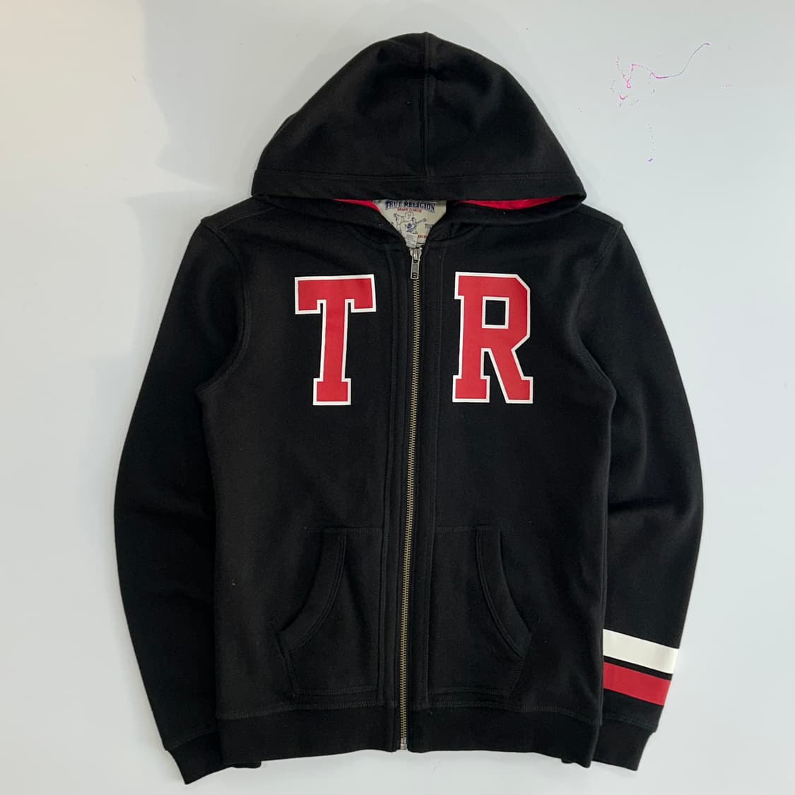 Truereligion 트루릴리젼 데드스탁 레드로고 백포인트 후드집업   상품이미지4