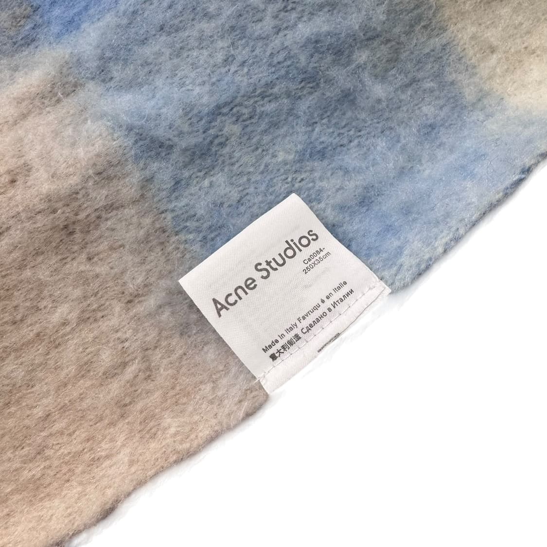 정품 아크네 스튜디오 모헤어 체크 핑크 라이트 블루 머플러 상품이미지3