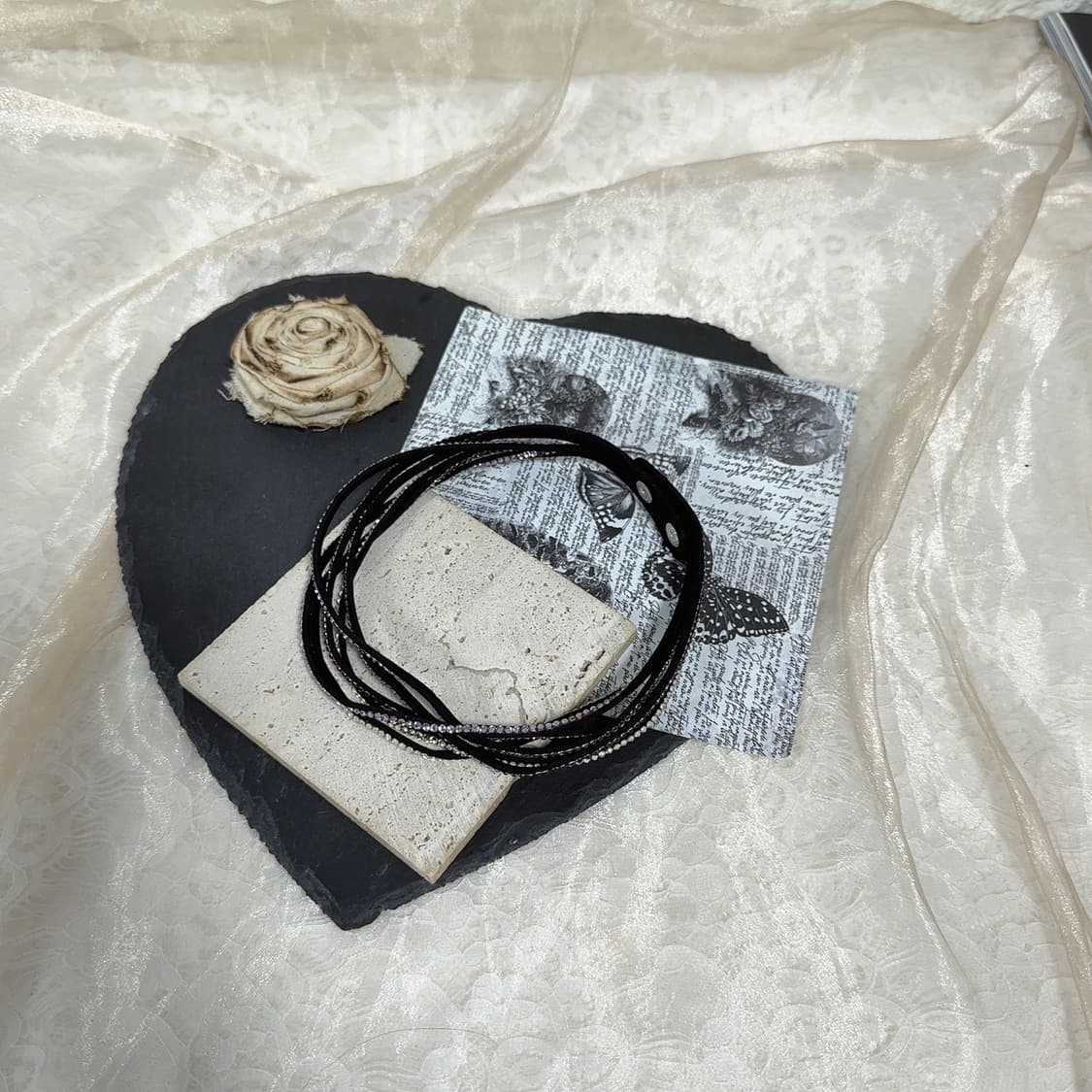 빈티지 컬러 오리엔탈 스웨이드 초커 레이어드 목걸이 상품이미지2