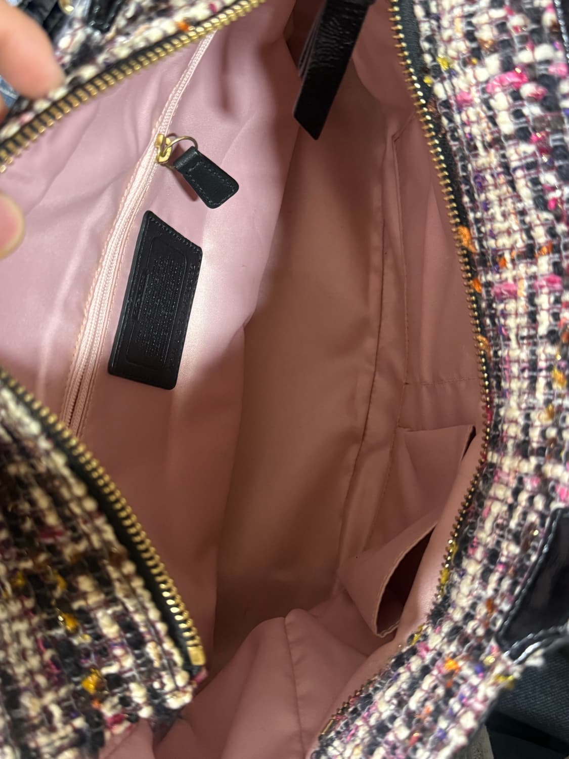 🩷희귀 코치 핑크블랙 트위드 숄더 토트백 상품이미지8