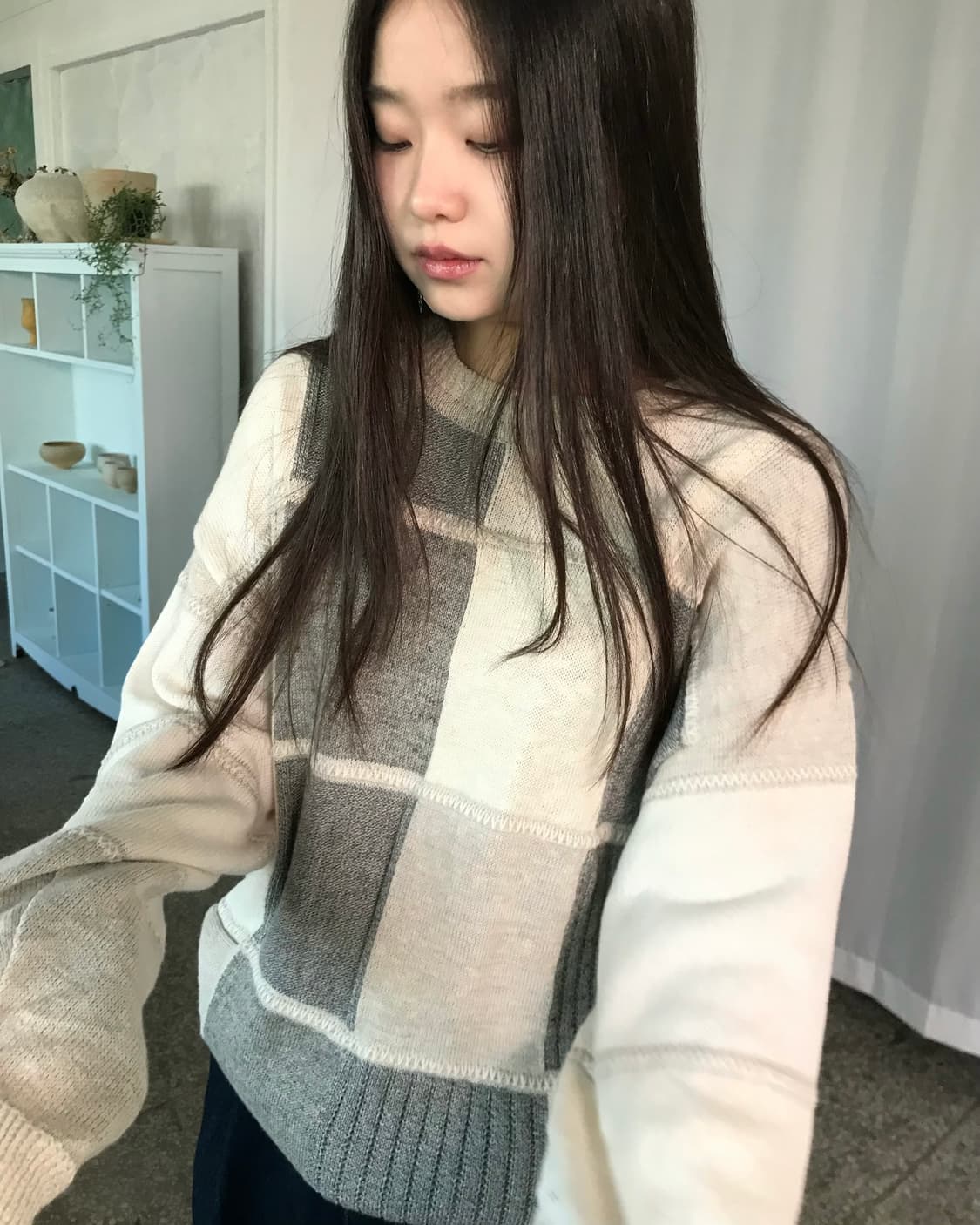 패치워크 블록 니트 상품이미지1