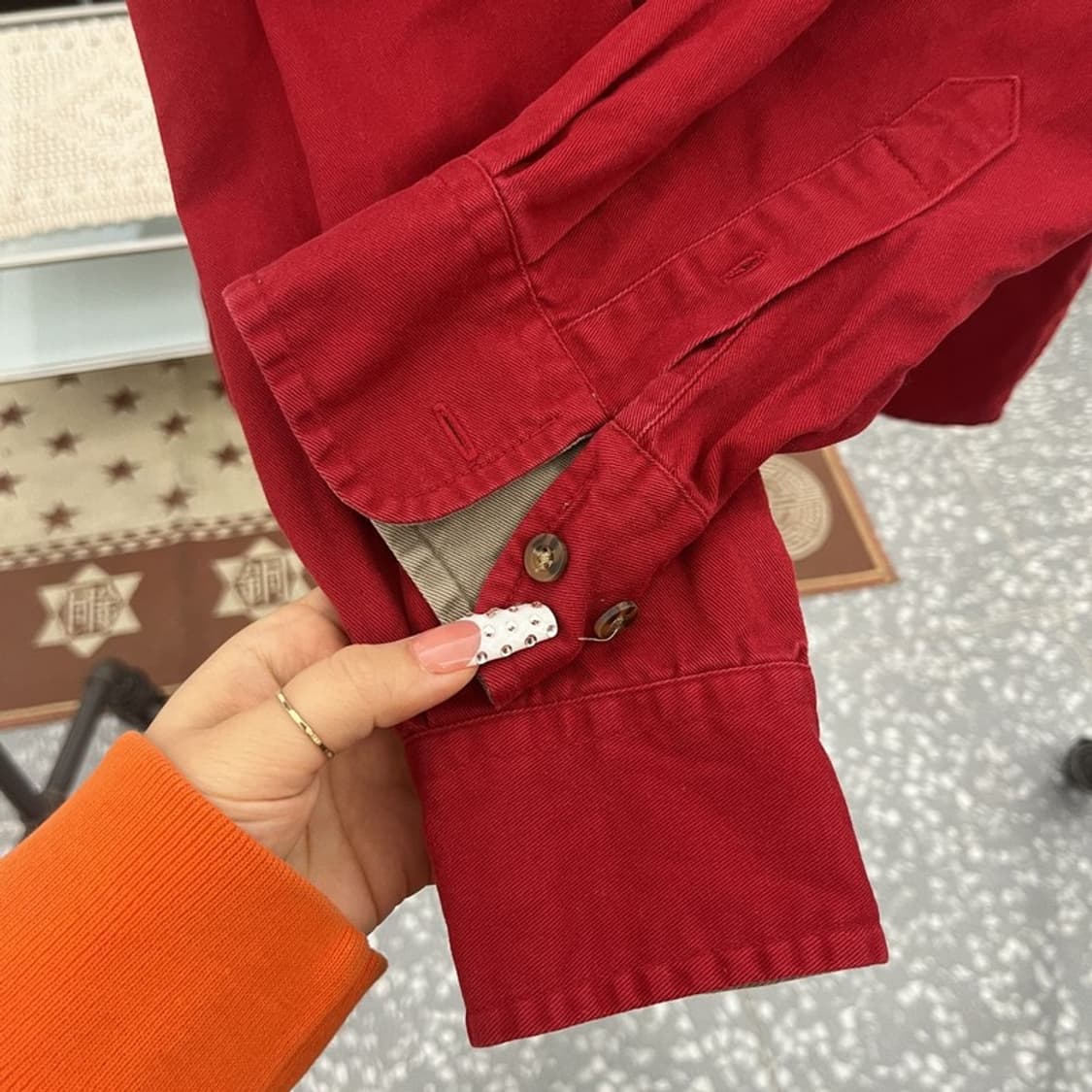 칼하트 FR 올드스쿨 레트로 빈티지 버건디 워크 셔츠 L C10188 상품이미지6