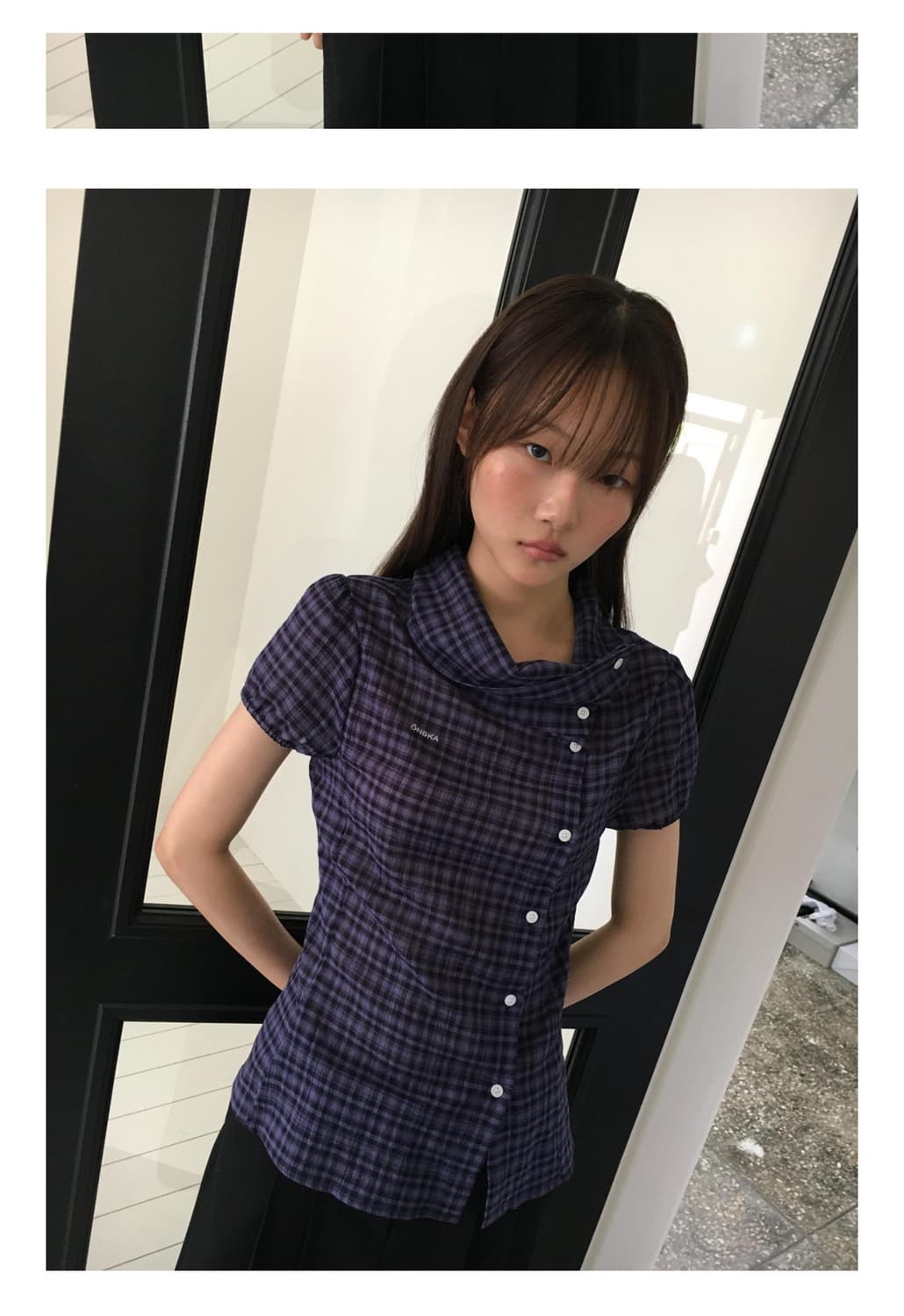온스카 드레이프 카라 블라우스 상품이미지1