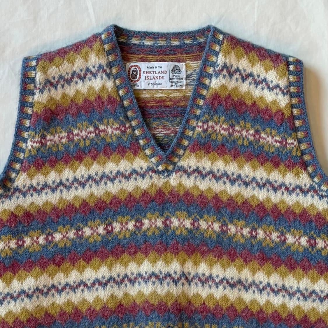 [아동] 80s 스코틀랜드 셰틀랜드 핸드 니티드 페어아일 울 니트 베스트 상품이미지2