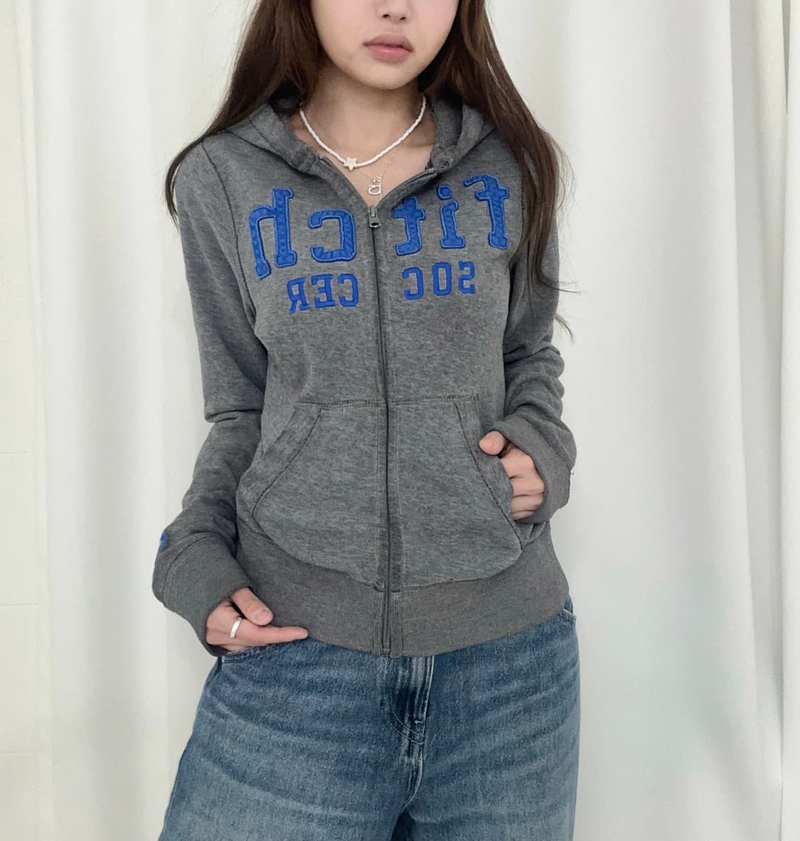 아베크롬비 키즈 딱붙 그레이 후드집업 상품이미지1