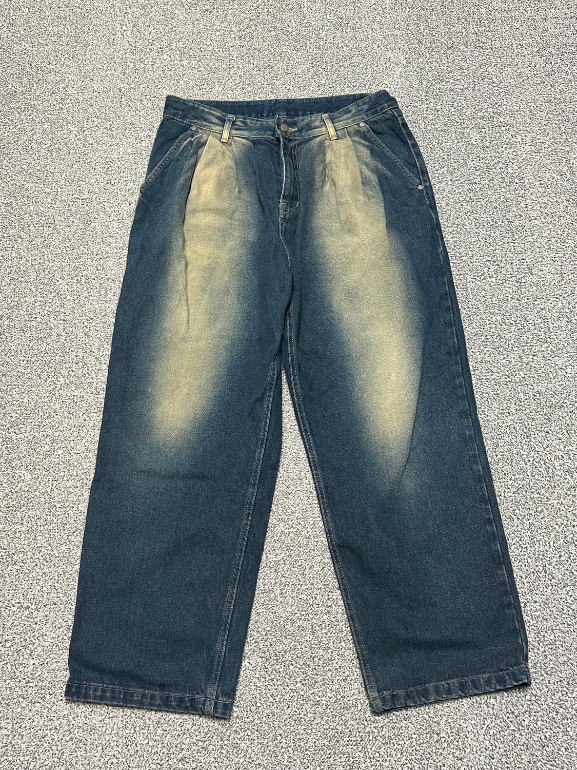 제멋 웨스턴 투턱 워싱 와이드 데님 팬츠, 32 상품이미지2