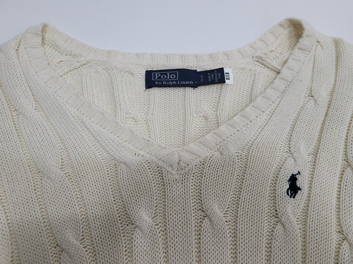 POLO 폴로 랄프로렌 브이넥 케이블 니트 스웨트 / 여 S 아이보리
 상품이미지6