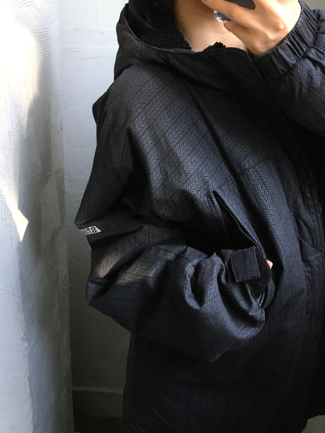 Stussy 올드 스투시 차콜 헤링본 후드 자켓  상품이미지3