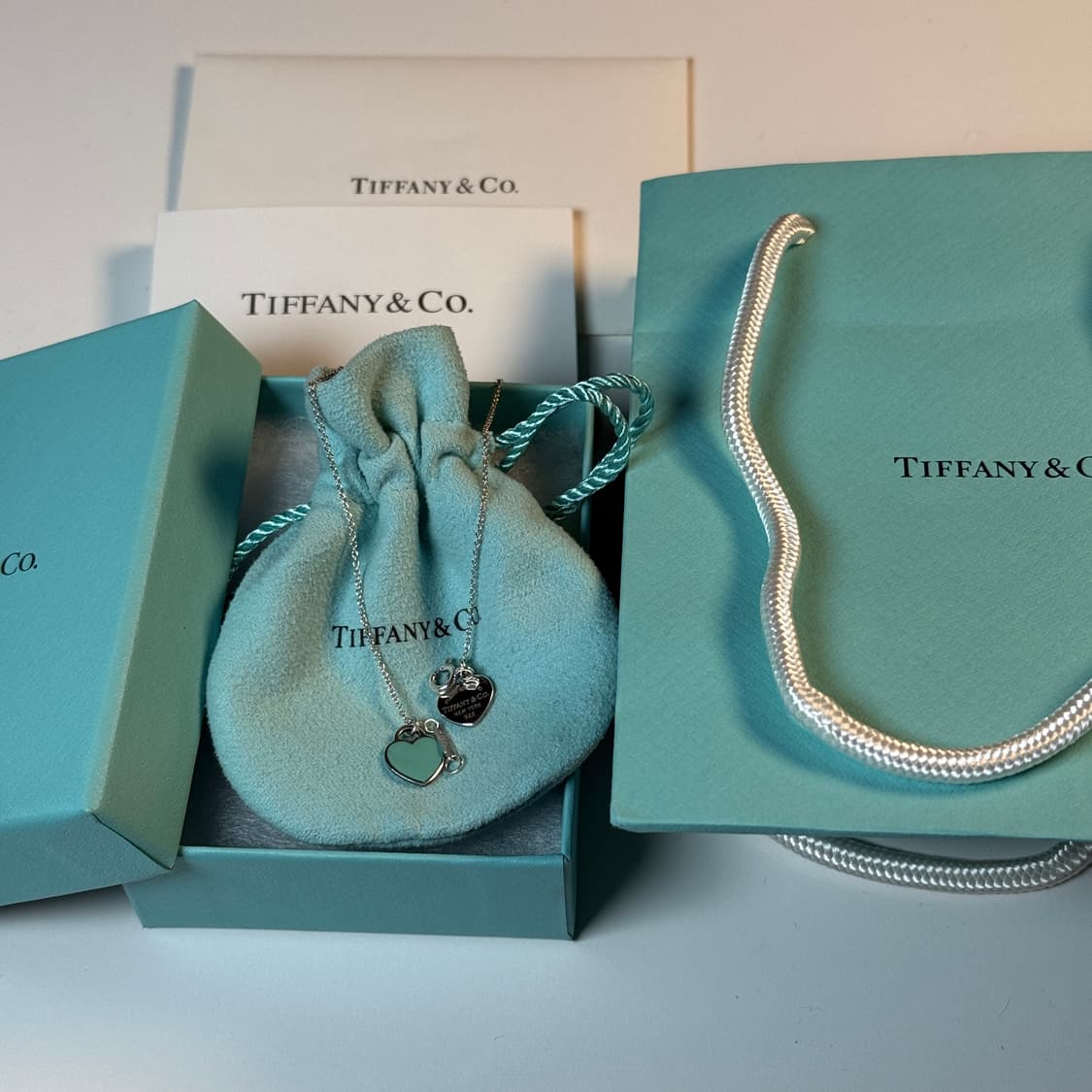티파니 앤 코 리턴 투 티파니 더블 하트 태그 목걸이 민트 상품이미지3