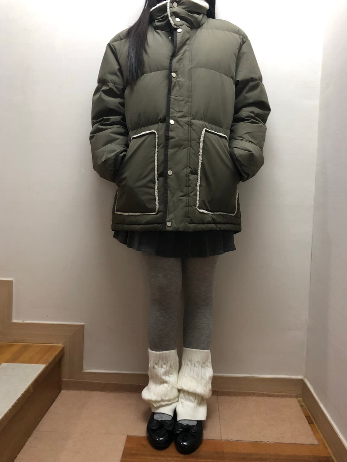 빈티지 카키 퍼 디테일 점퍼 상품이미지9