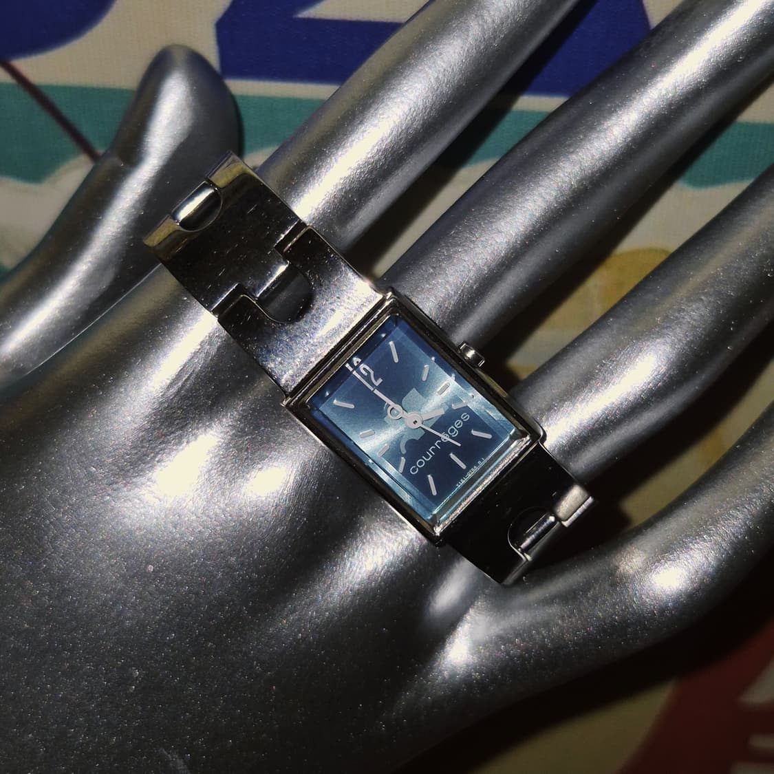 90s 꾸레쥬 스페이스 에이지 터콰이즈 스퀘어 시계 상품이미지9