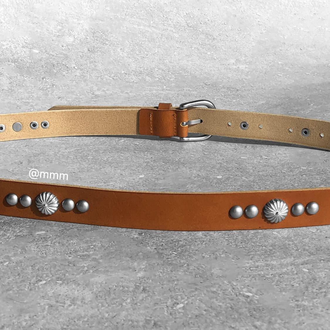 [Unisex] 찡 스터드 가죽 벨트 카멜 상품이미지4