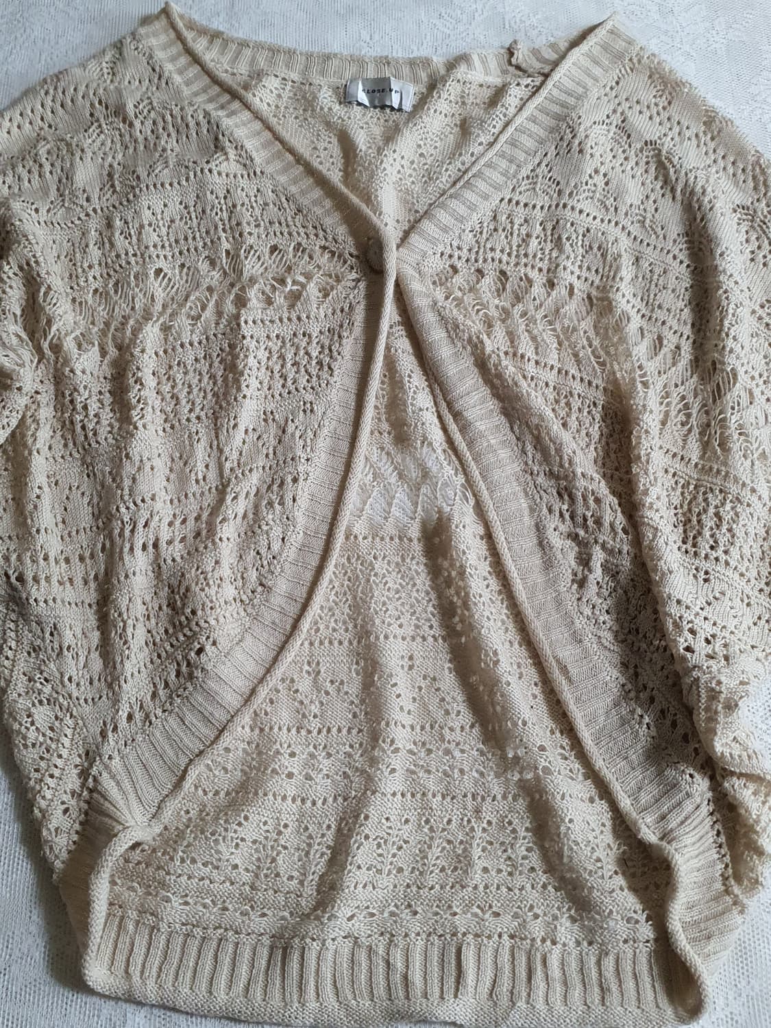 [일본빈티지] 아이보리 펀칭 니트 가디건 숏 Free 상품이미지6