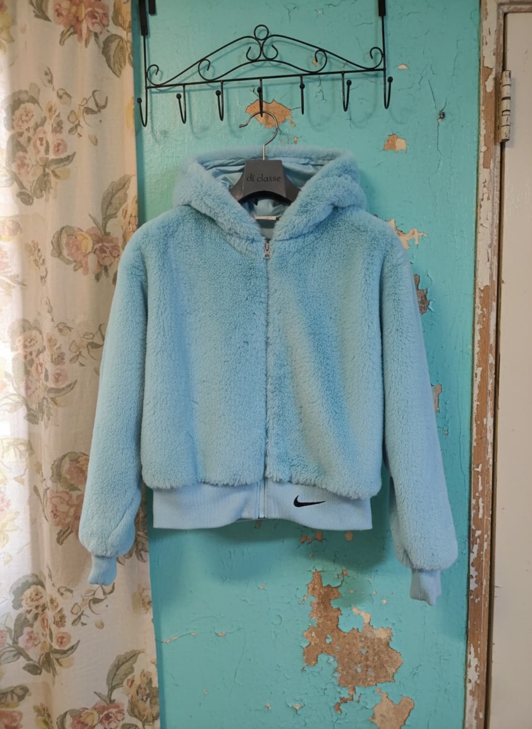 나이키 스우시 퍼 후드 집업 S 하늘색 상품이미지1