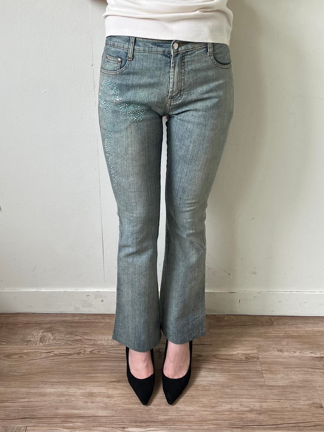 HAPHAZARD JEANS 리본큐빅 데님팬츠 상품이미지7