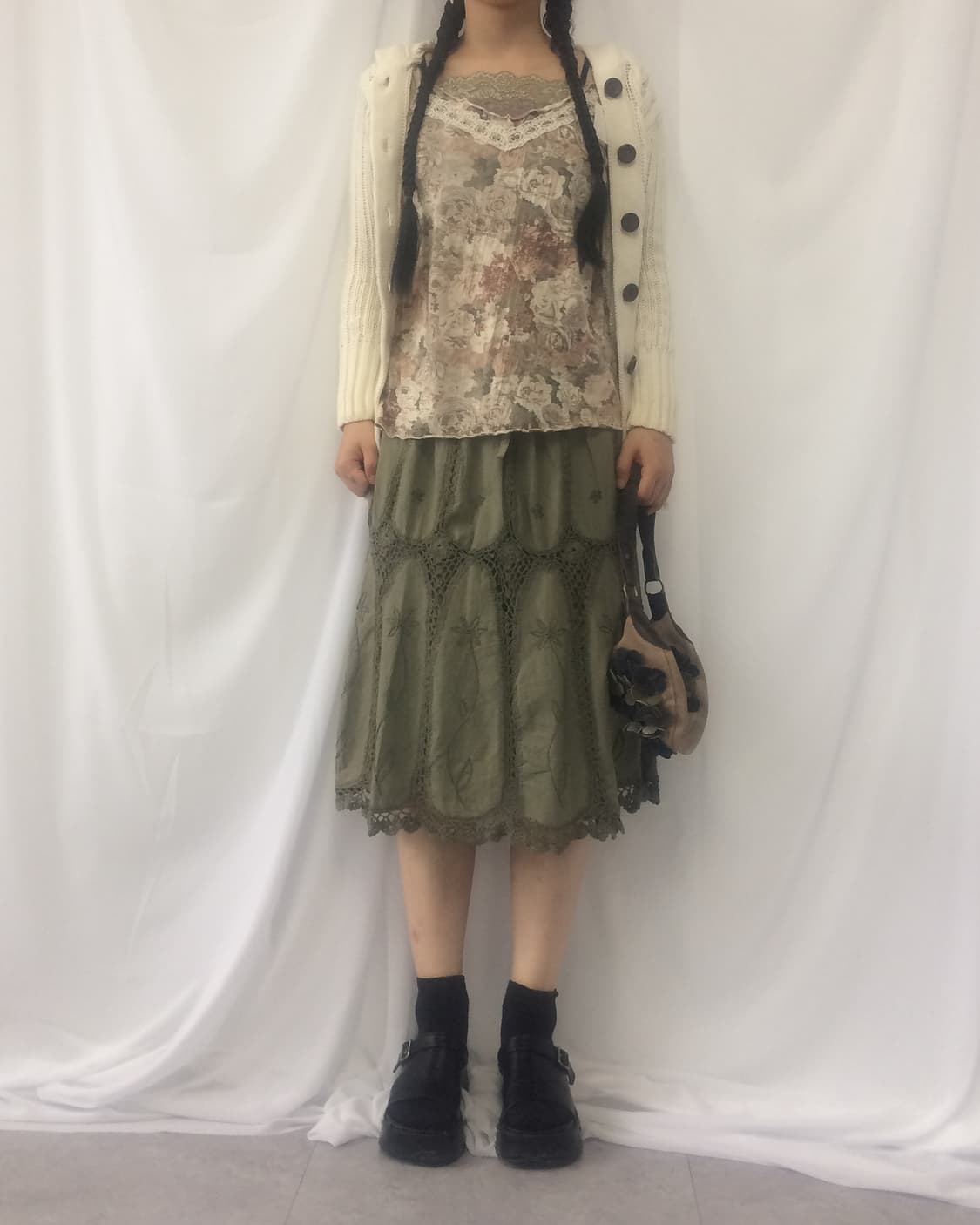 Crochet layer embroidery midi skirt 상품이미지7