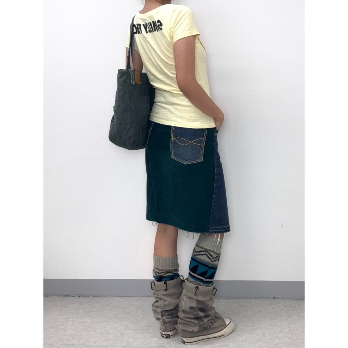 빈티지 데님 미디 스커트 상품이미지3