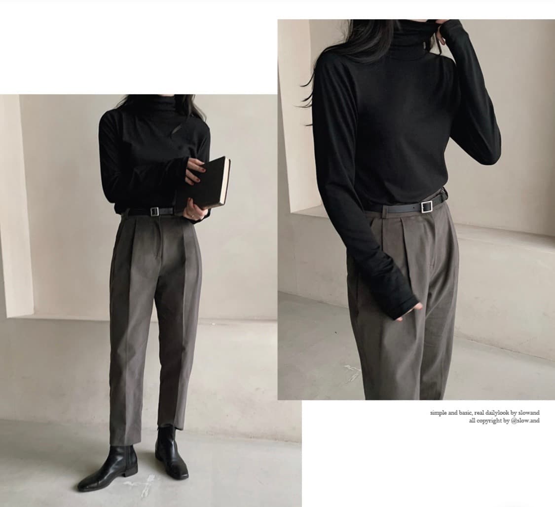 (미개봉, 새상품, 1+1) 슬로우앤드 쫀쫀기모 터틀넥 티셔츠 목폴라 상품이미지4