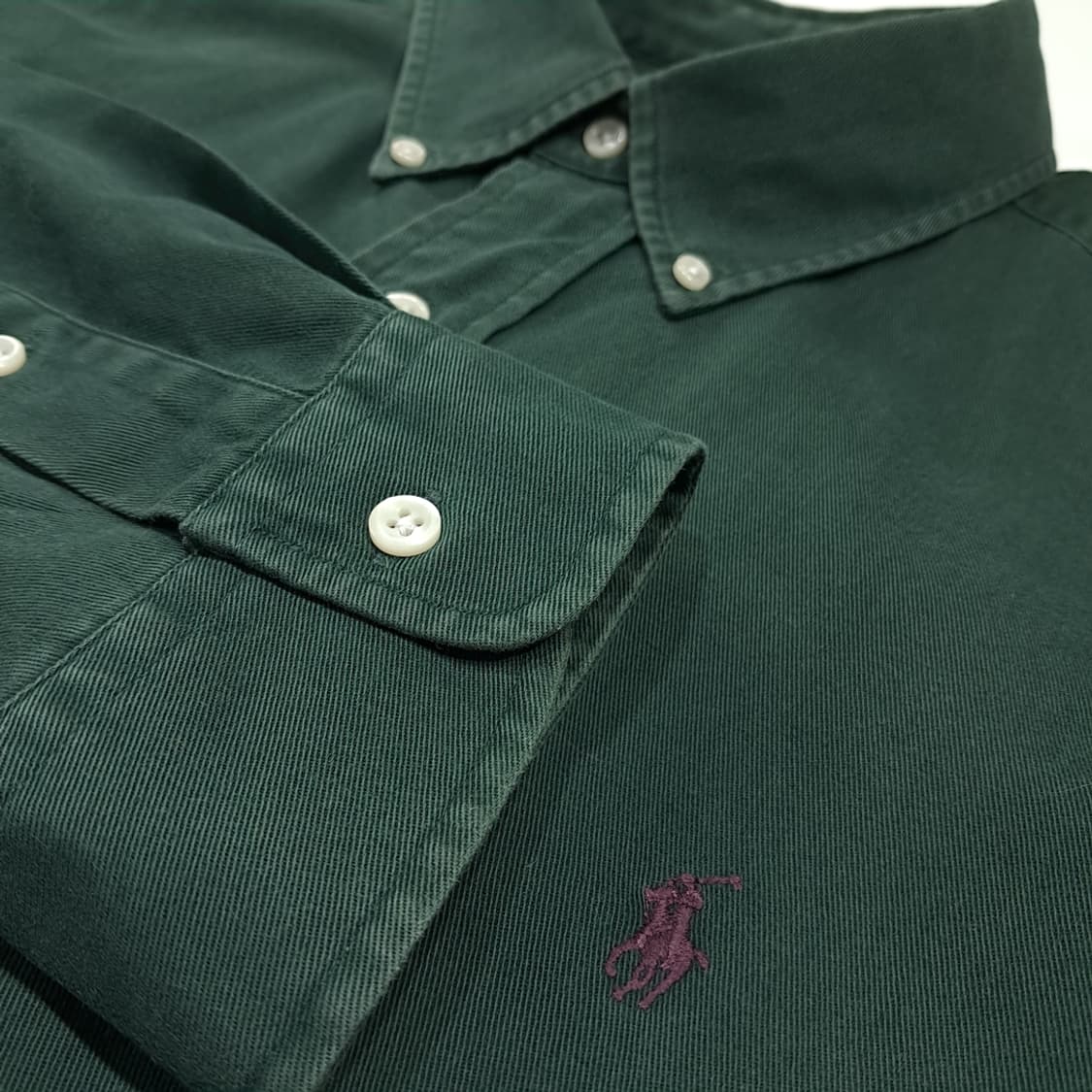CK076 2XL 폴로 90s 미국판 페이드 틸그린 셔츠 남방 상품이미지4