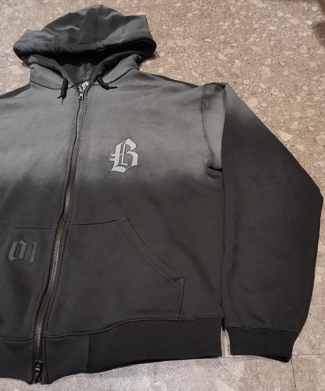 💥블랙아웃 빈티지워싱 그라데이션 집업 후드 (블랙) 상품이미지3